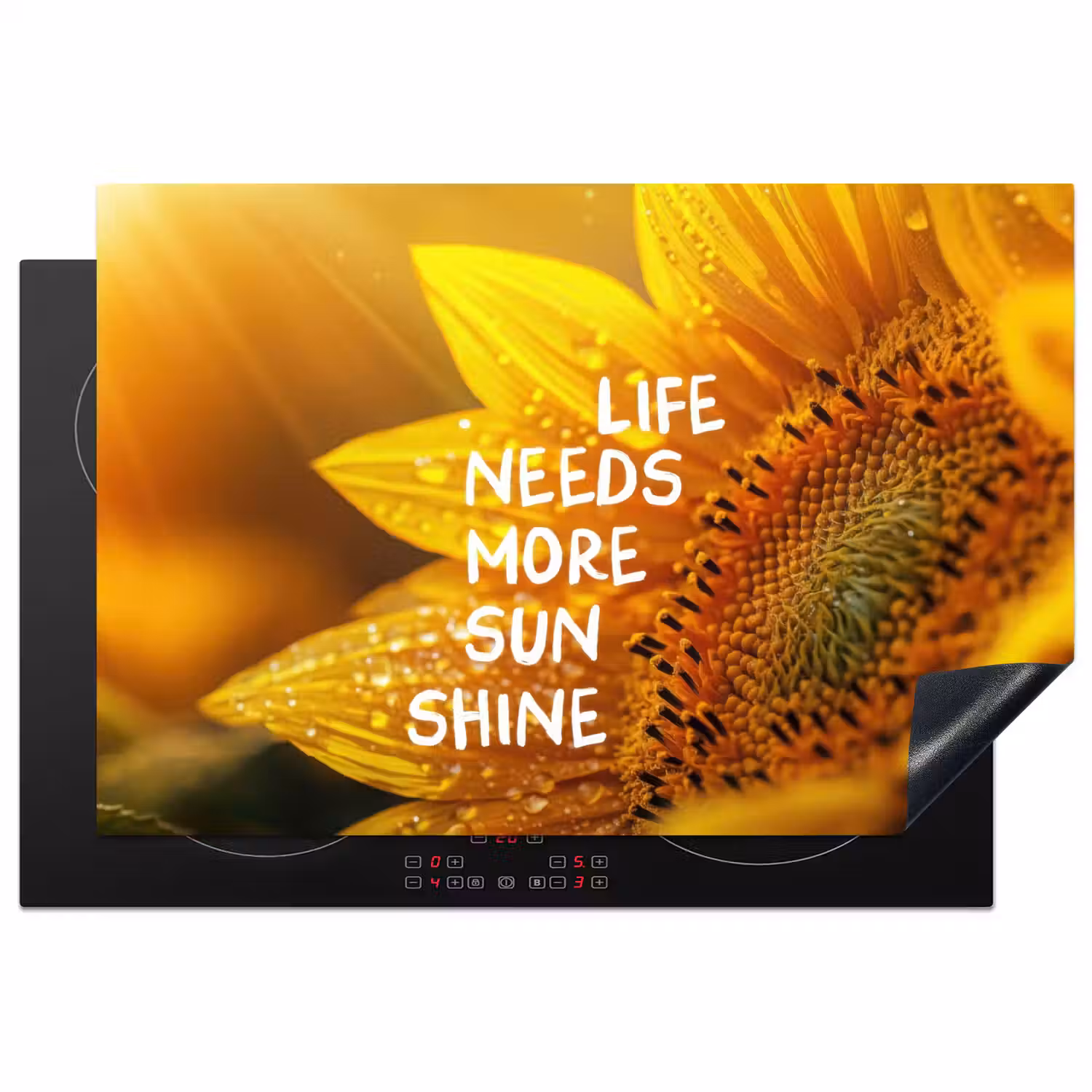 Zonnebloem - Close up - Geel - Quote Inductie beschermer vinyl 3mm klein -3d