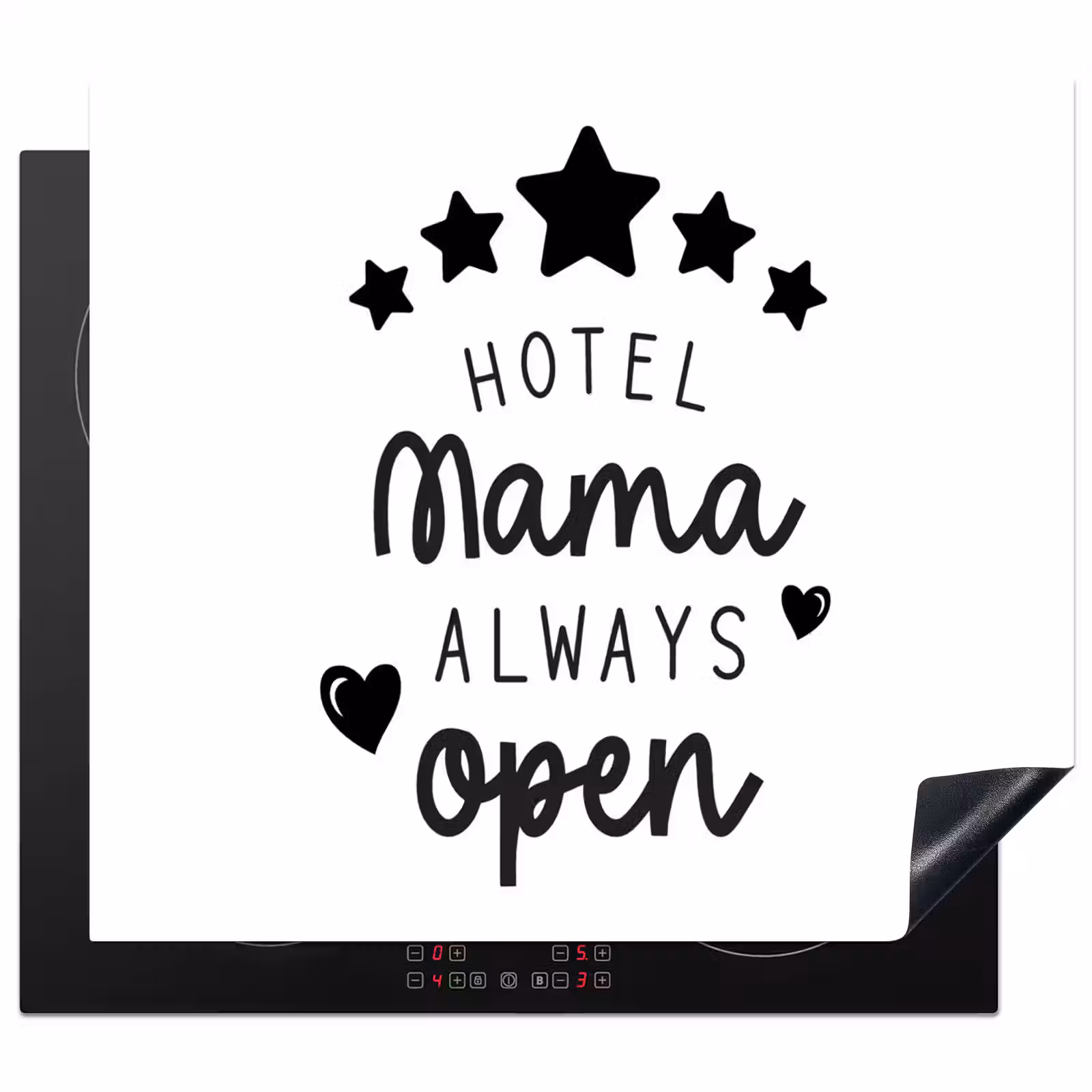 Spreuken - Hotel mama always open - Mama - Quotes Inductie beschermer vinyl 3mm middel -3d