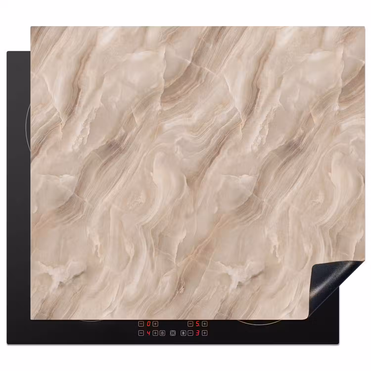 Steen - Golvend - Abstract - Beige Inductie beschermer vinyl 3mm middel -3d