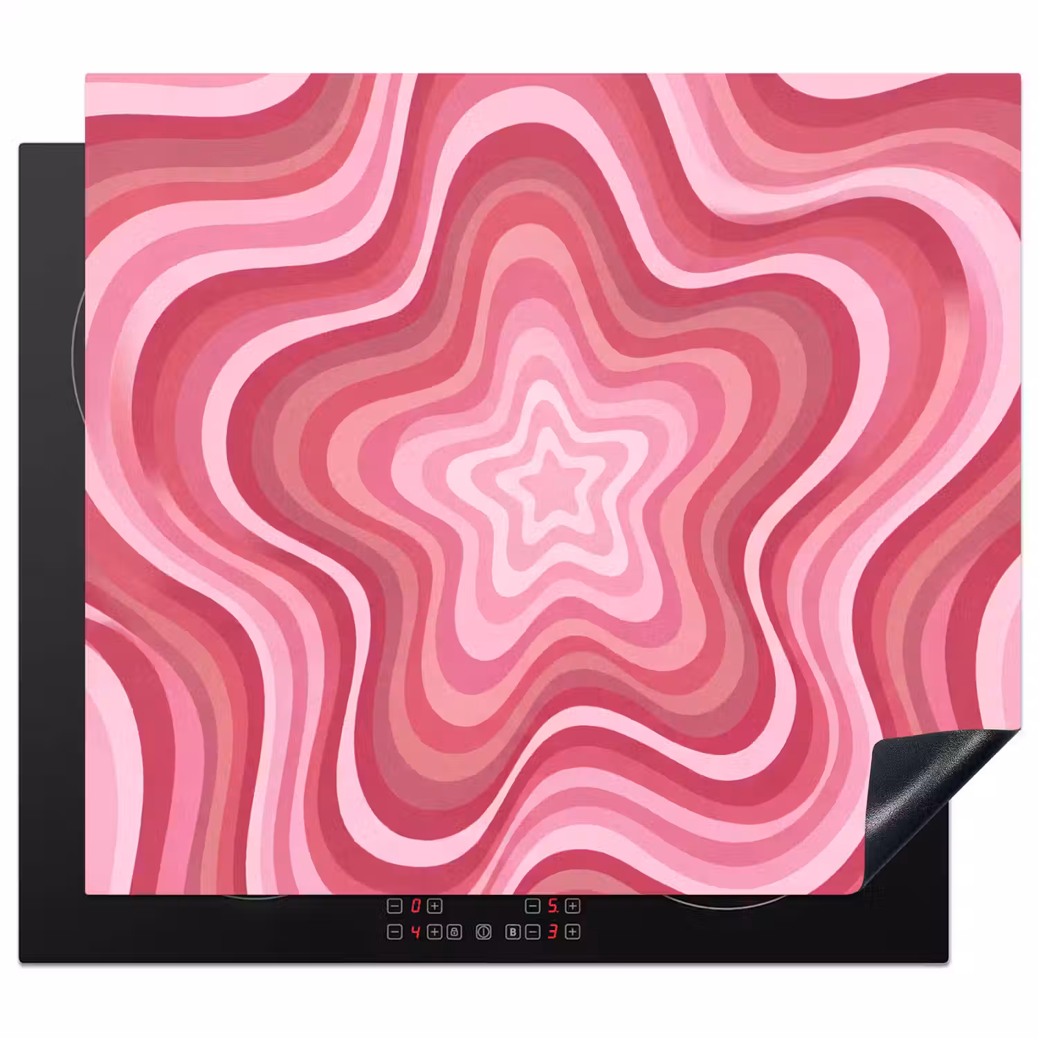 Ster - Golvend - Abstract - Roze Inductie beschermer vinyl 3mm middel -3d