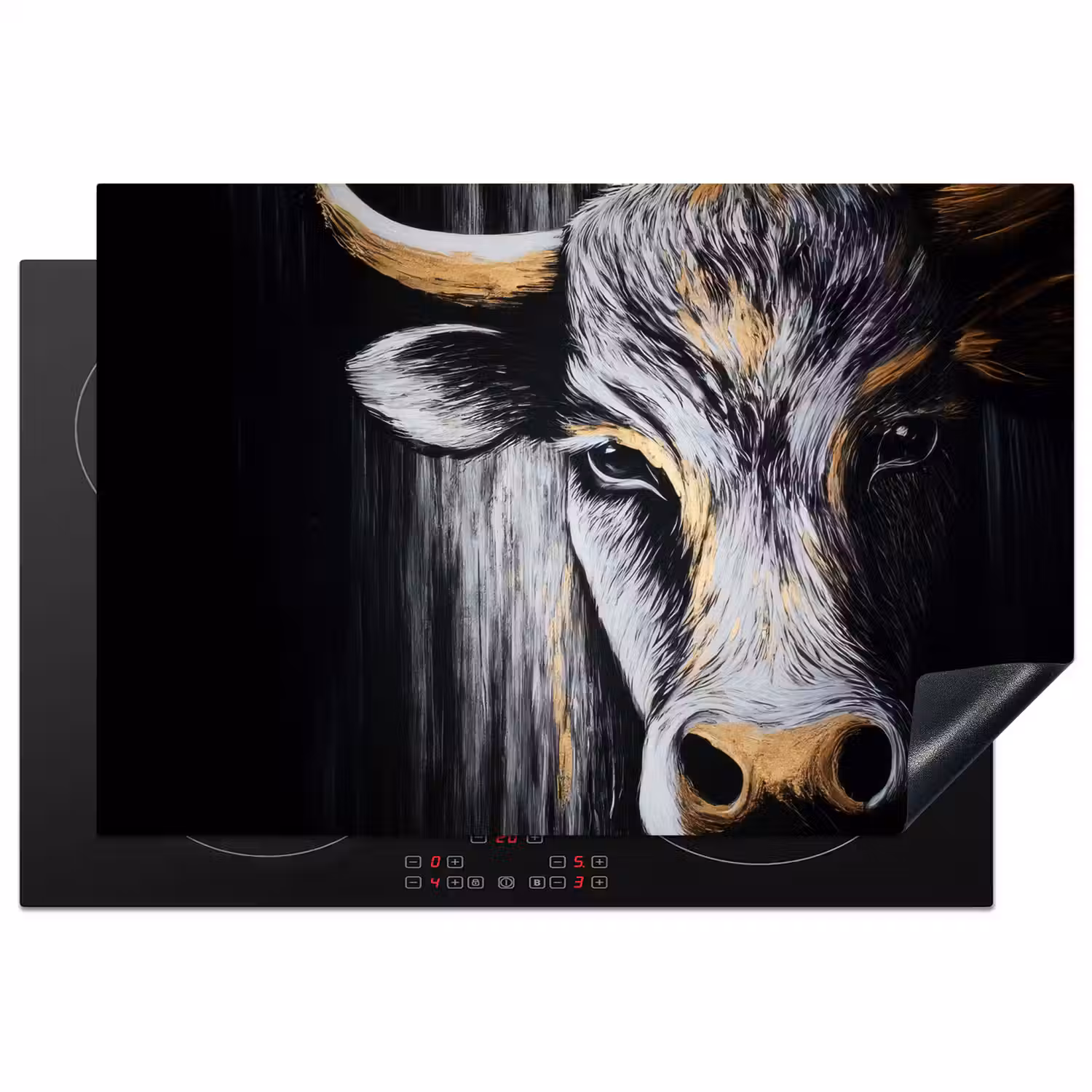 Stier - Hoorns - Snuit - Goud Inductie beschermer vinyl 3mm klein -3d
