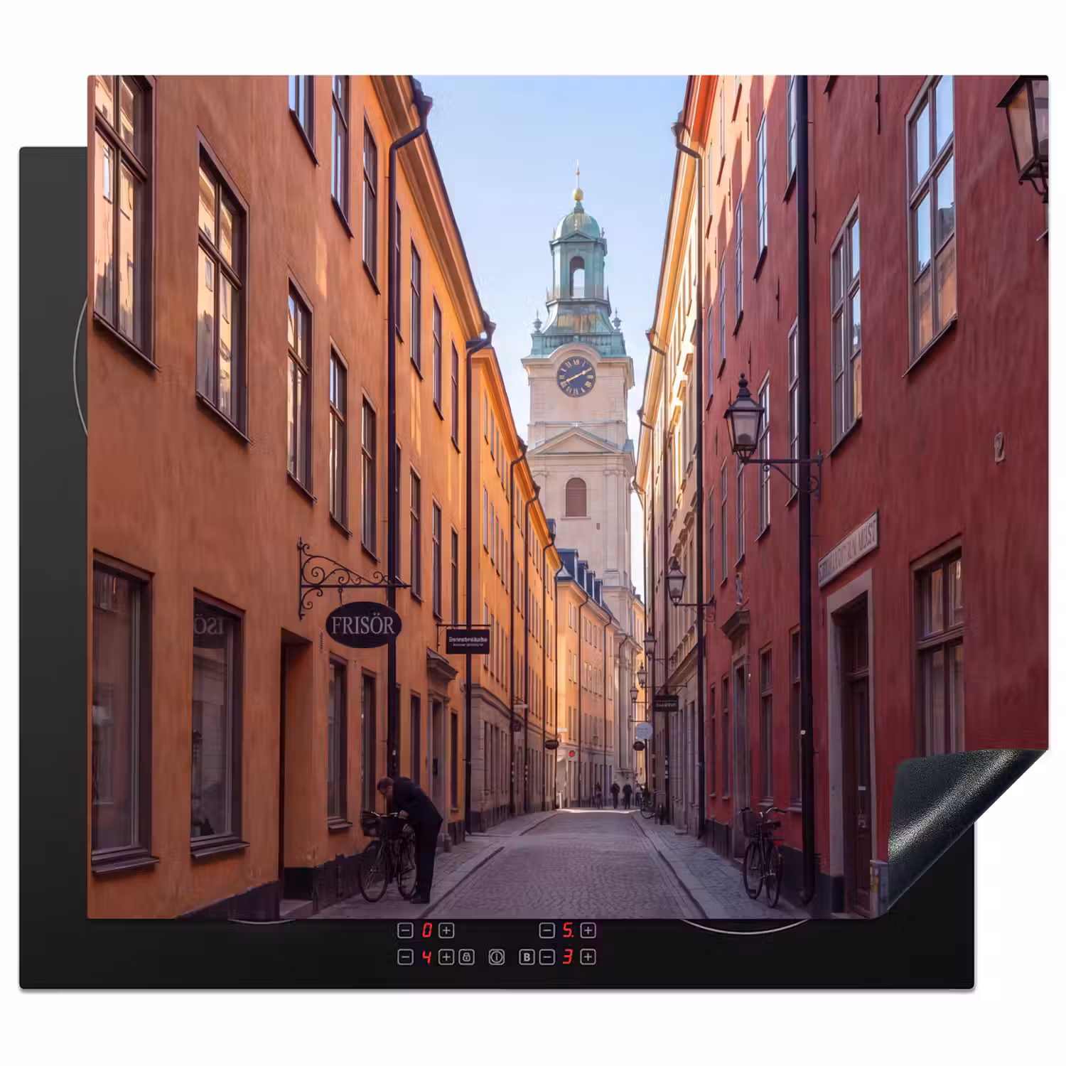 Straat - Klokkentoren - Stad - Architectuur - Historisch Inductie beschermer vinyl 3mm middel -3d