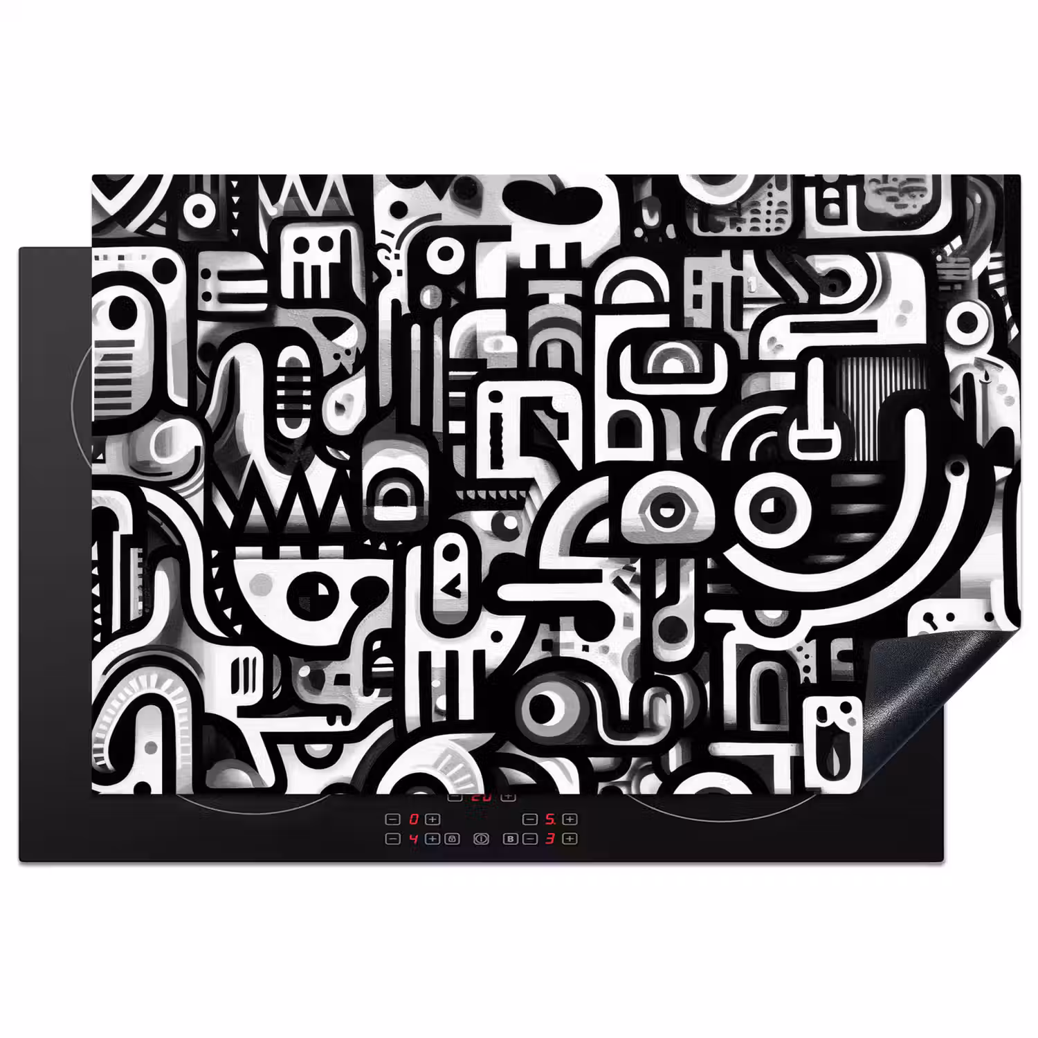 Symbolen - Abstract - Grafisch - Zwart Inductie beschermer vinyl 3mm klein -3d
