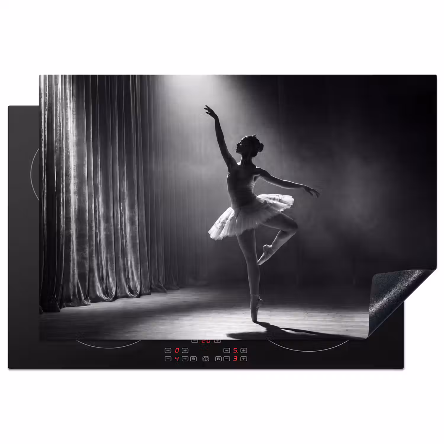 Danser - Podium - Zwart-wit - Kunst - Klassiek Inductie beschermer vinyl 3mm klein -3d