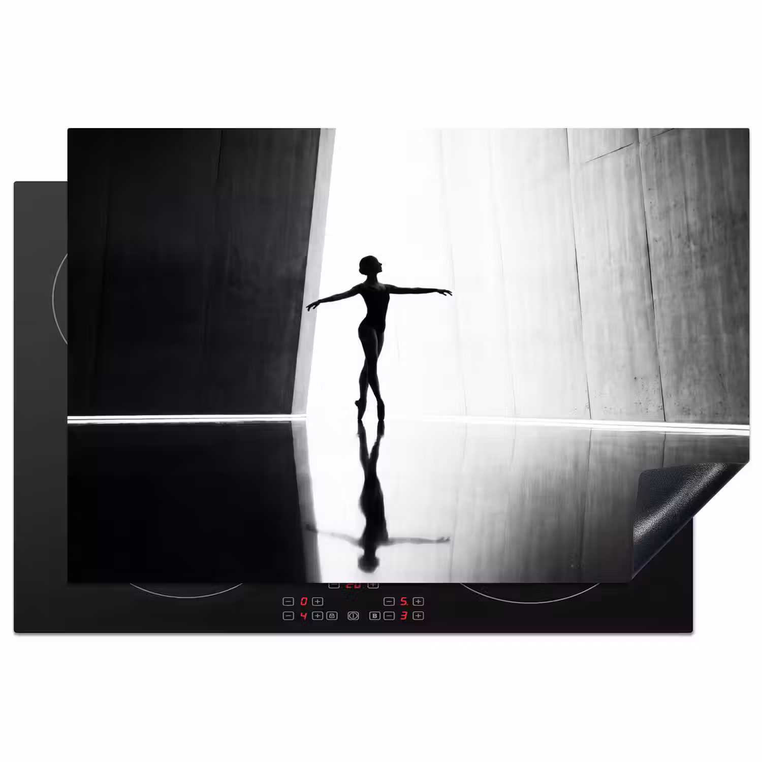 Danser - Silhouette - Kunst - Modern - Zwart-wit Inductie beschermer vinyl 3mm klein -3d