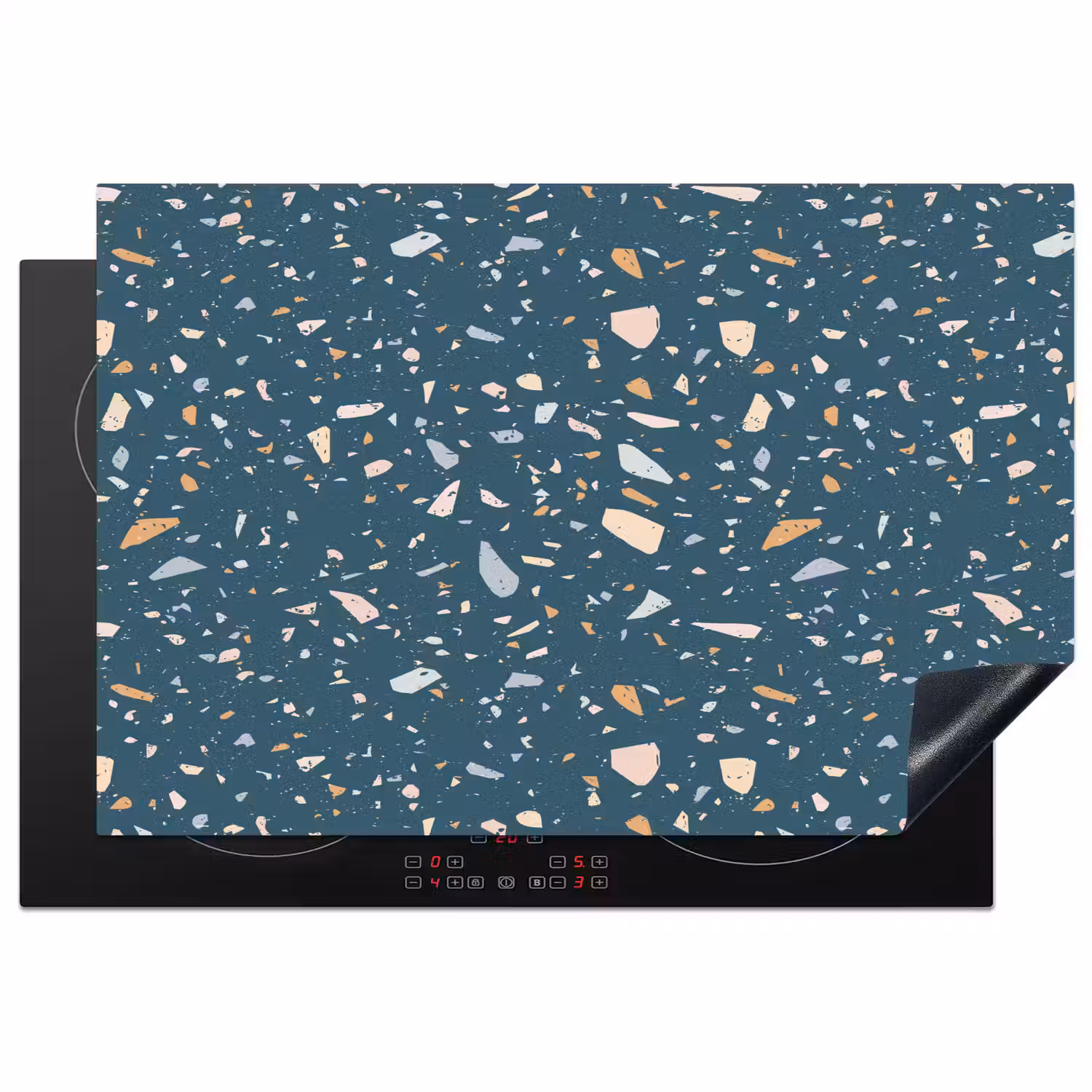 Terrazzo - Patroon - Kleurrijk - Diep blauw Inductie beschermer vinyl 3mm klein 276 -3d