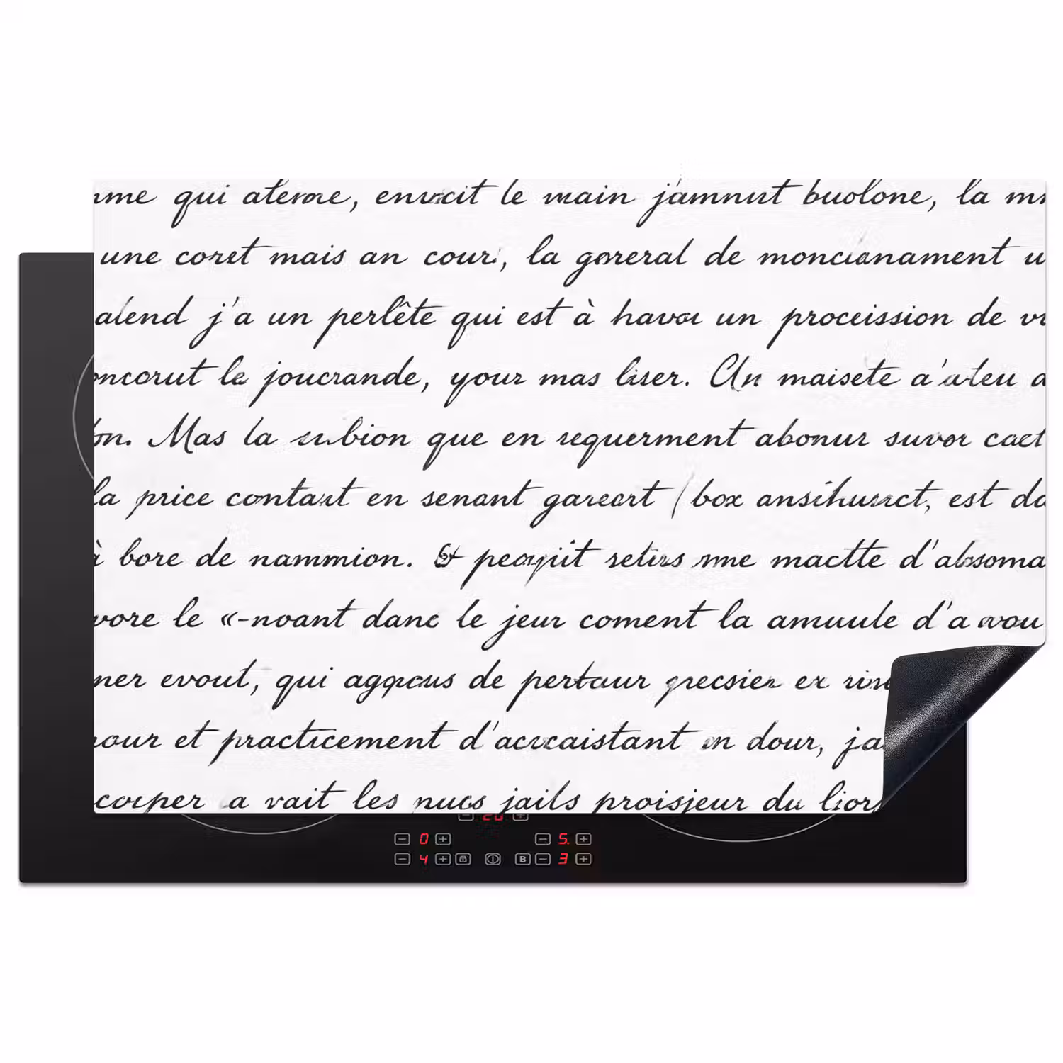 Tekst - Handschrift - Klassiek - ZwartWit Inductie beschermer vinyl 3mm klein -3d