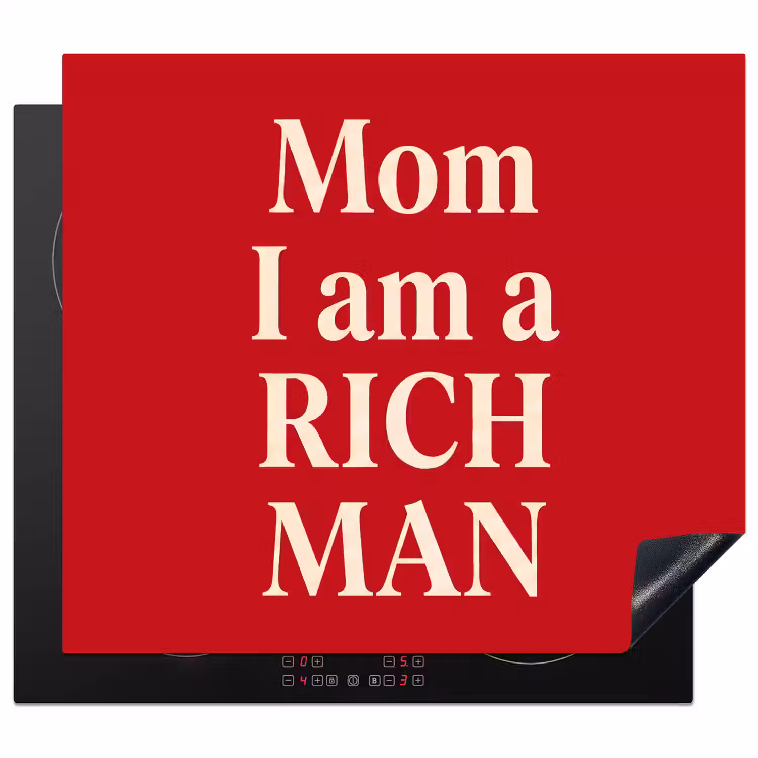Tekst - Rijkdom - Motivatie - Rood - Modern Inductie beschermer vinyl 3mm middel -3d