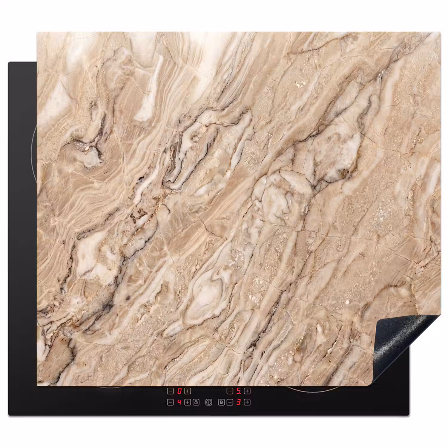 Textuur - Aders - Abstract - Modern - Beige Inductie beschermer vinyl 3mm middel -3d