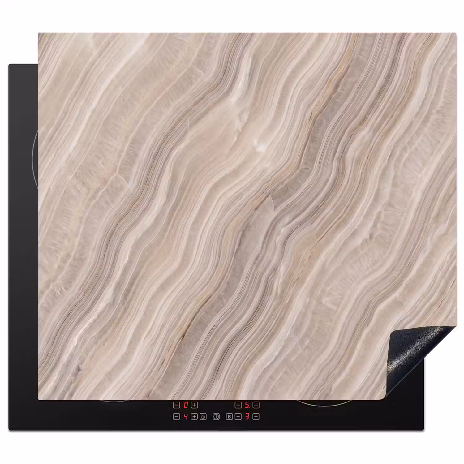 Textuur - Golvend - Abstract - Modern - Beige Inductie beschermer vinyl 3mm middel -3d