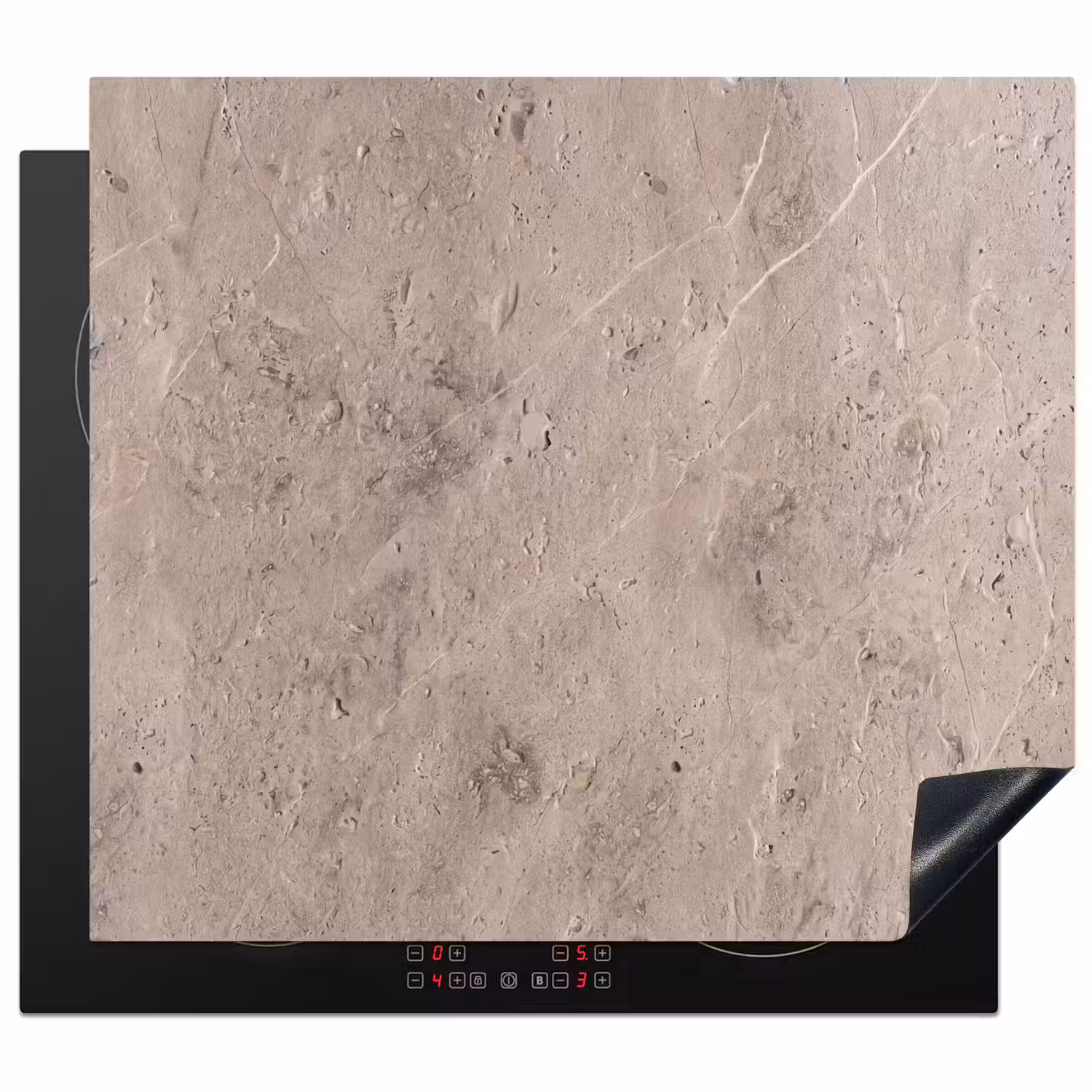 Textuur - Steen - Patroon - Rustiek - Beige Inductie beschermer vinyl 3mm middel -3d