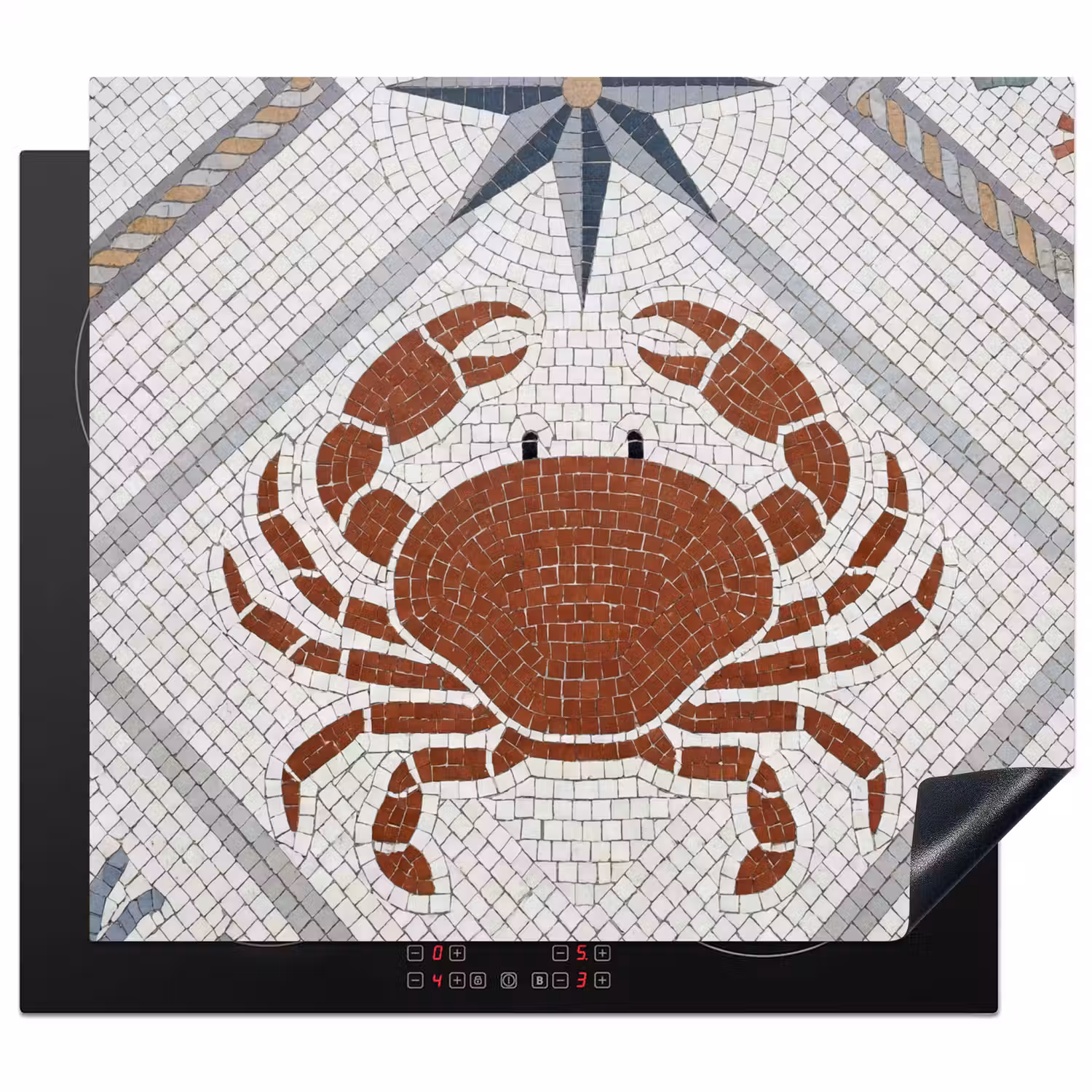 Dier - Mozaïek - Zee - Klassiek - Bruin Inductie beschermer vinyl 3mm middel -3d