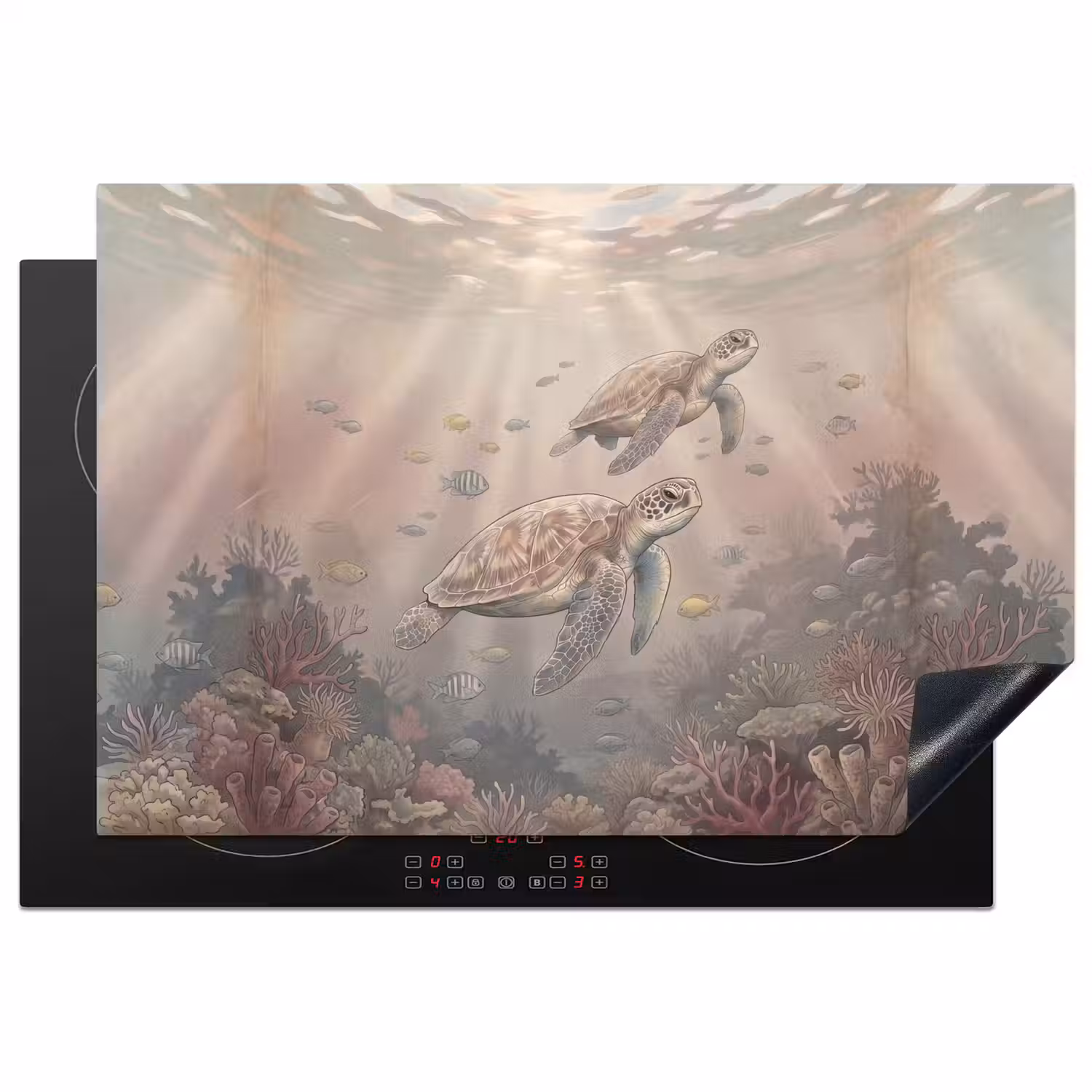 Dier - Onderwater - Oceaan - Illustratie - Zeeleven Inductie beschermer vinyl 3mm klein -3d