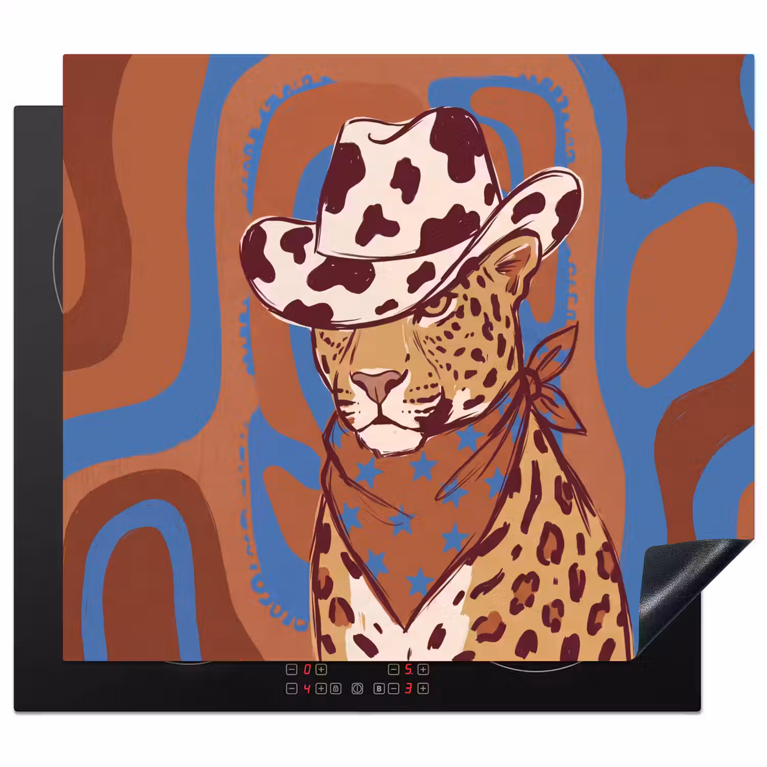Dieren - Cowboyhoed - Modern - Illustratie - Bruin Inductie beschermer vinyl 3mm middel -3d