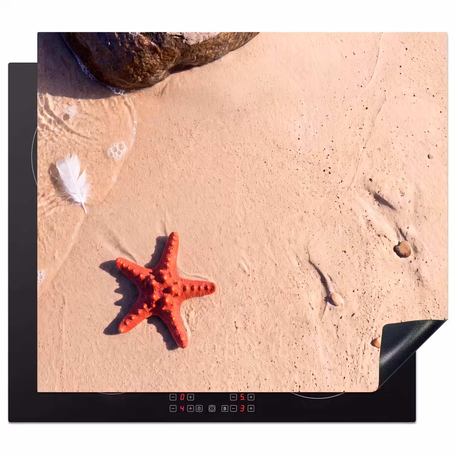 Dieren - Strand - Zee - Natuur - Rood Inductie beschermer vinyl 3mm middel -3d