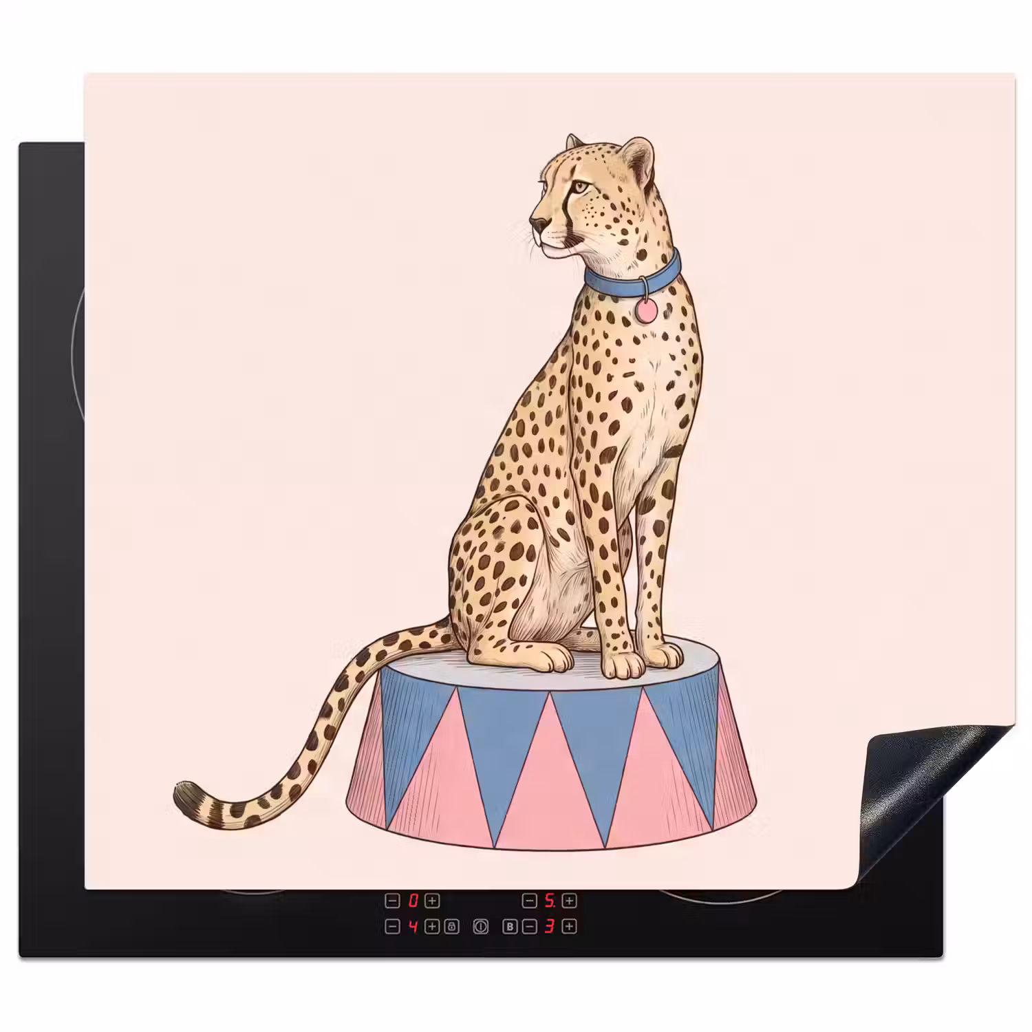 Dieren - Circus - Illustratie - Vintage - Roze Inductie beschermer vinyl 3mm middel -3d