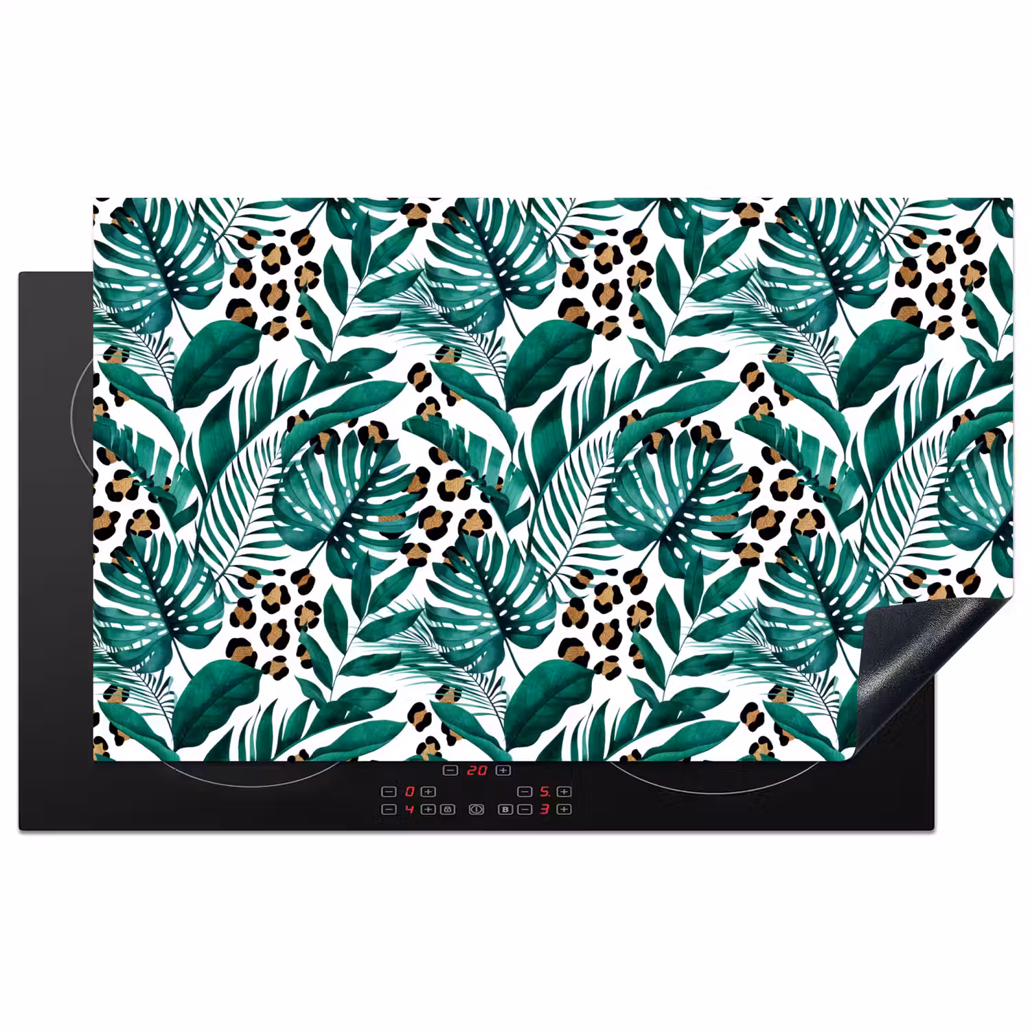 Dierenprint - Panter - Bladeren - Tropisch - Jungle Inductie beschermer vinyl 3mm klein -3d