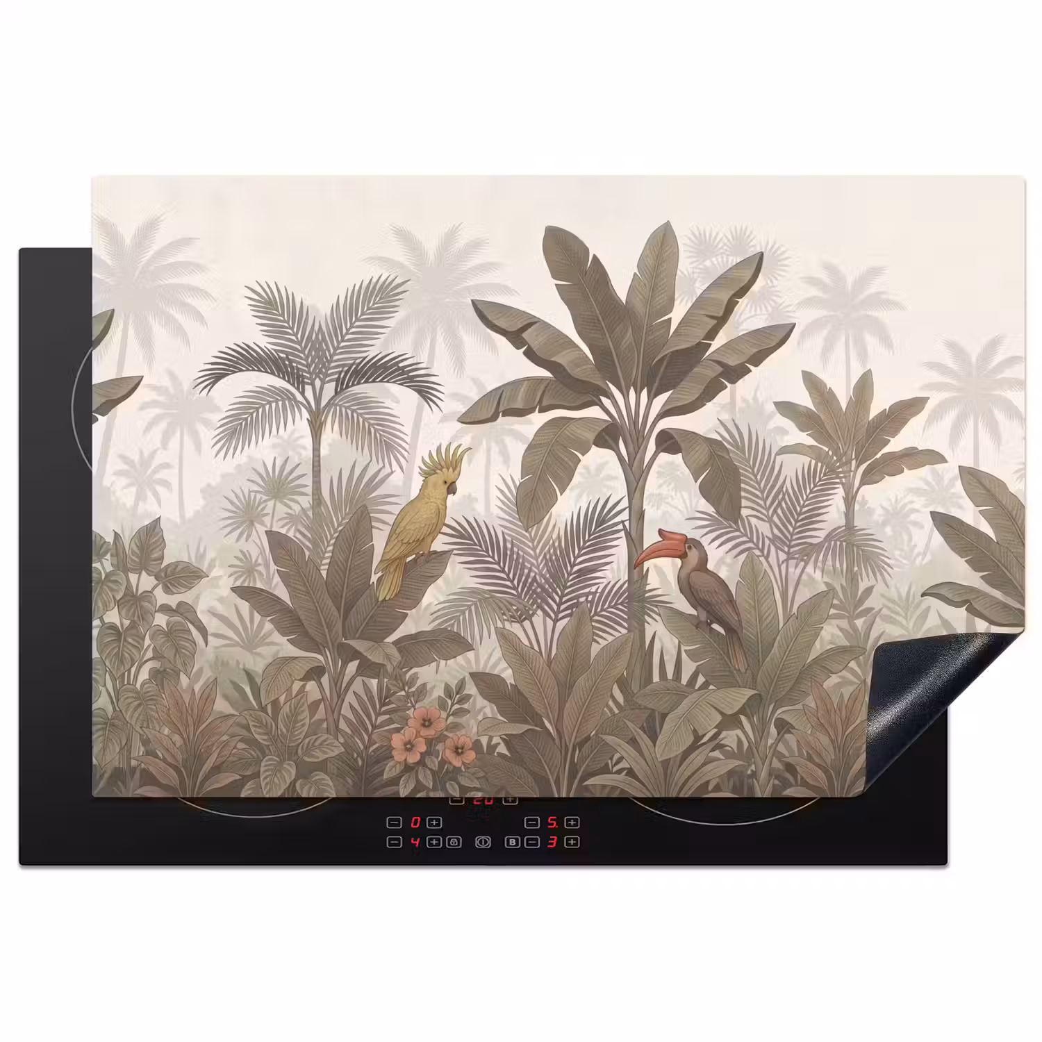 Vogel - Jungle - Tropisch - Illustratie - Groen Inductie beschermer vinyl 3mm klein -3d