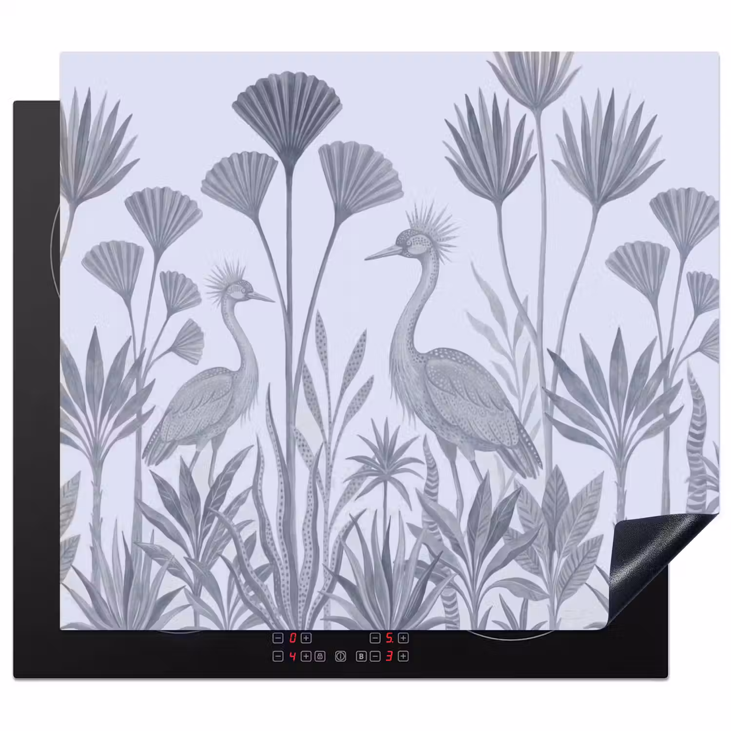 Vogel - Tropisch - Illustratie - Blauwgrijs - Natuur Inductie beschermer vinyl 3mm middel -3d