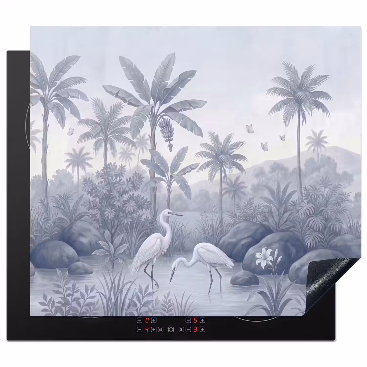 Vogel - Water - Tropisch - Natuur - Blauw Inductie beschermer vinyl 3mm middel -3d