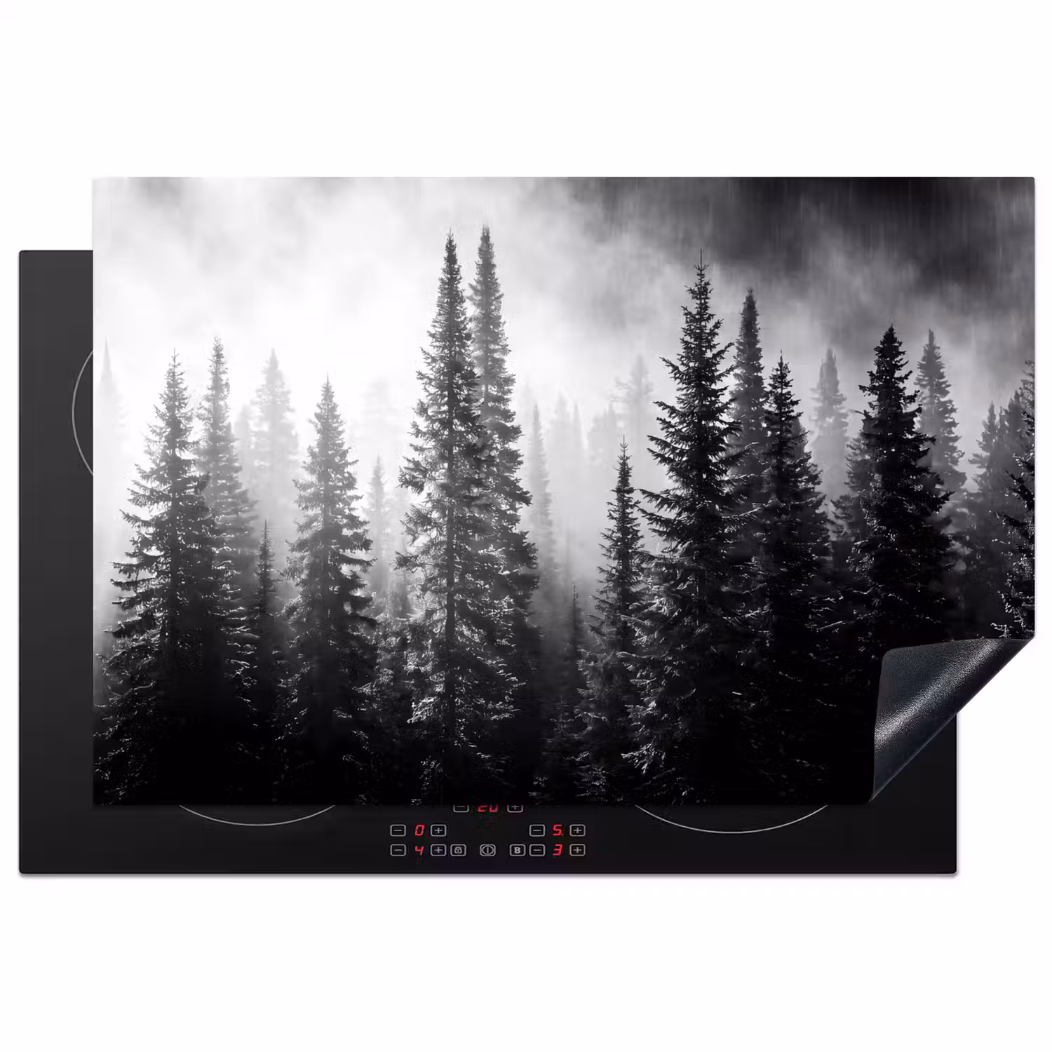 Bos - Mist - Winter - Monochroom - Natuur Inductie beschermer vinyl 3mm klein -3d