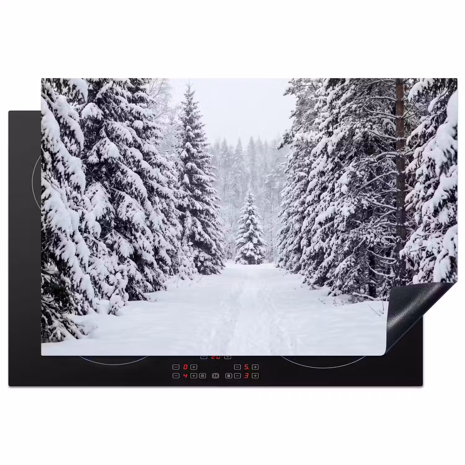 Bos - Winter - Sneeuw - Pad - Natuur Inductie beschermer vinyl 3mm klein -3d