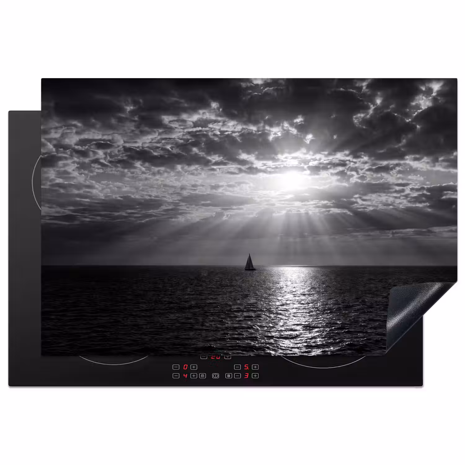 Water - Boot - Lucht - Natuur - Zwart-wit Inductie beschermer vinyl 3mm klein -3d