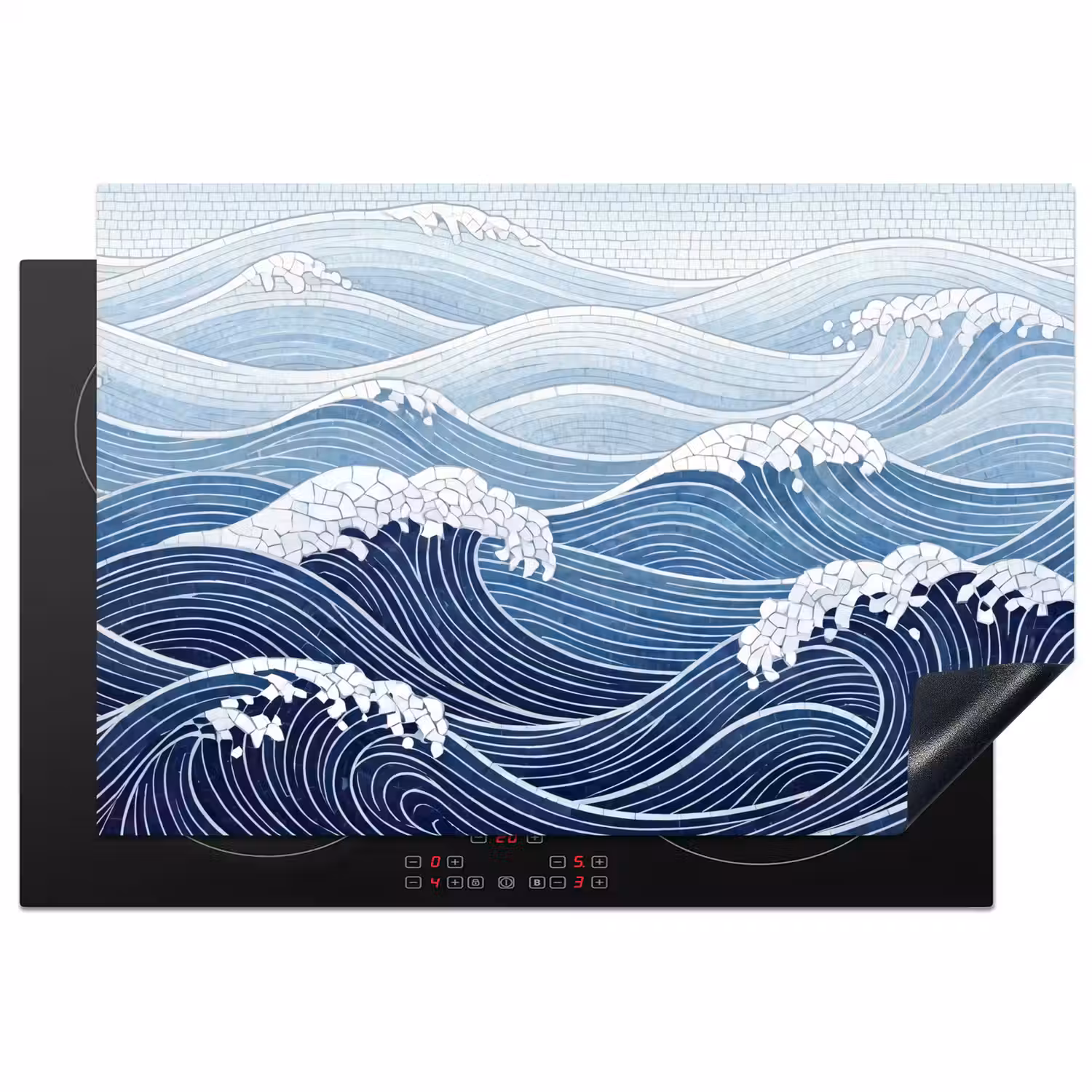 Water - Mozaïek - Landschap - Modern - Blauw Inductie beschermer vinyl 3mm klein -3d