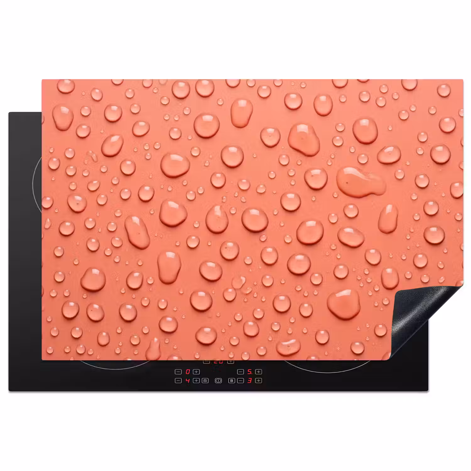 Water - Druppels - Roze Inductie beschermer vinyl 3mm klein -3d
