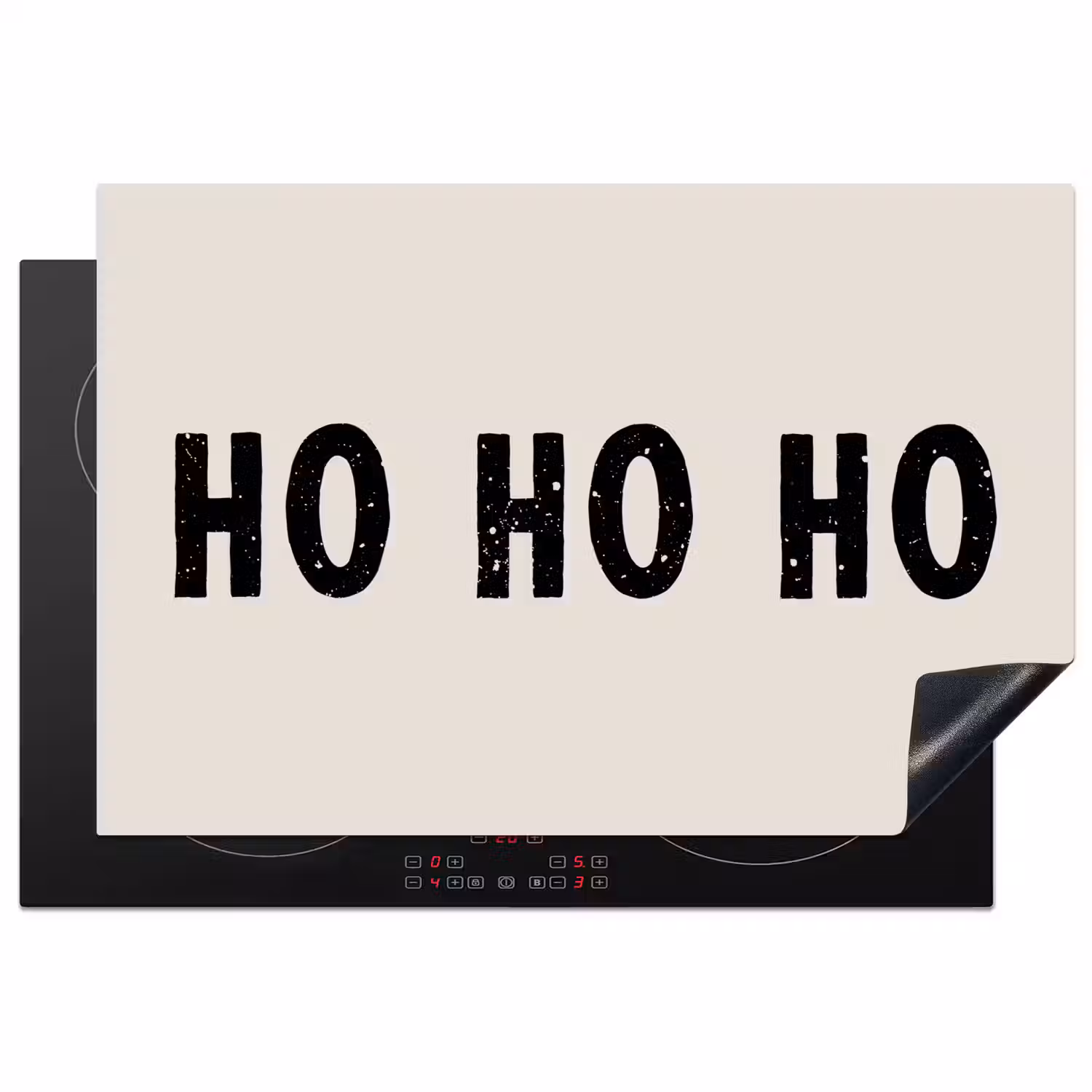 Kerstmis - Ho ho ho - Spreuken - Beige - Kerstman Inductie beschermer vinyl 3mm klein -3d