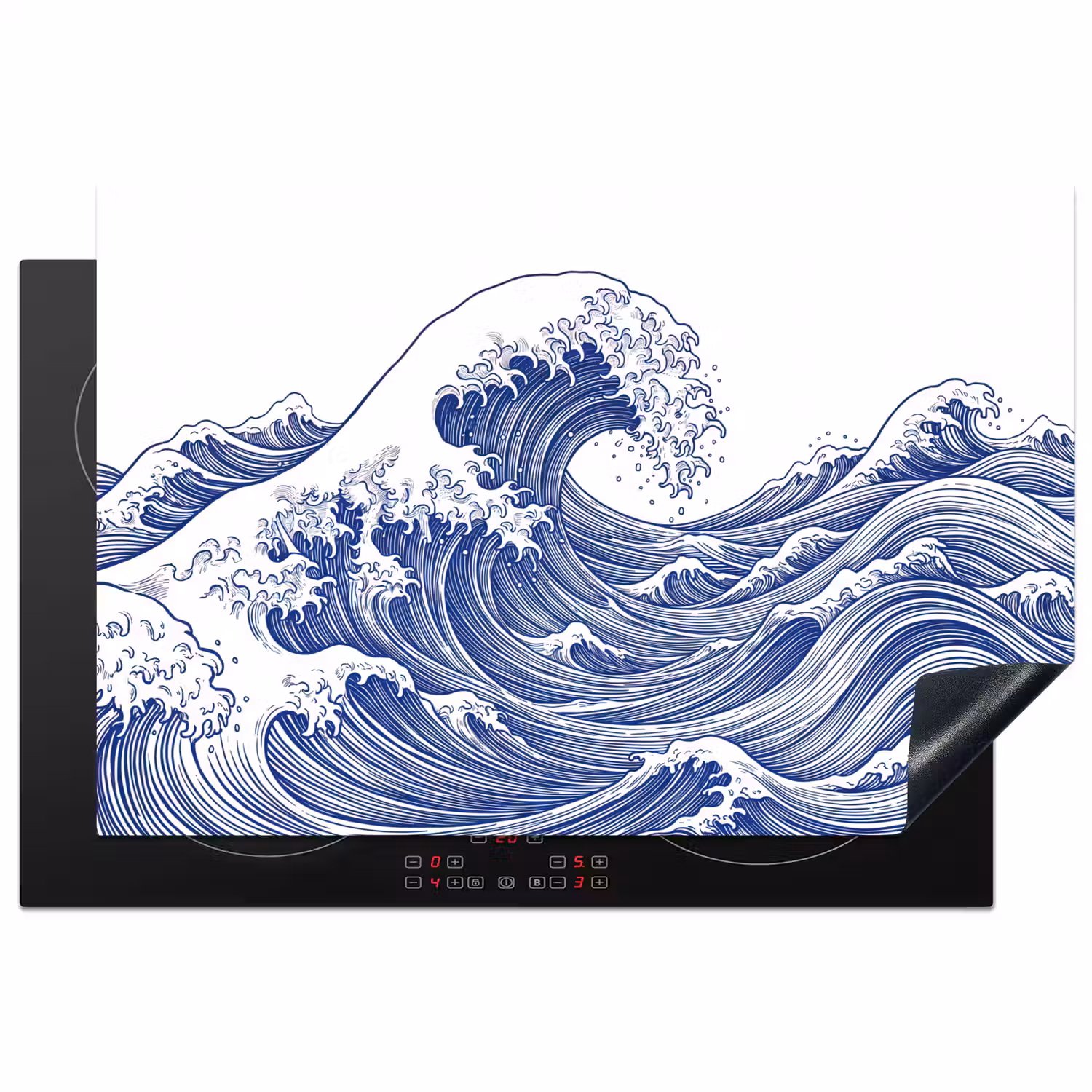 Golf - Japans - Zee - Illustratie - Blauw Inductie beschermer vinyl 3mm klein -3d