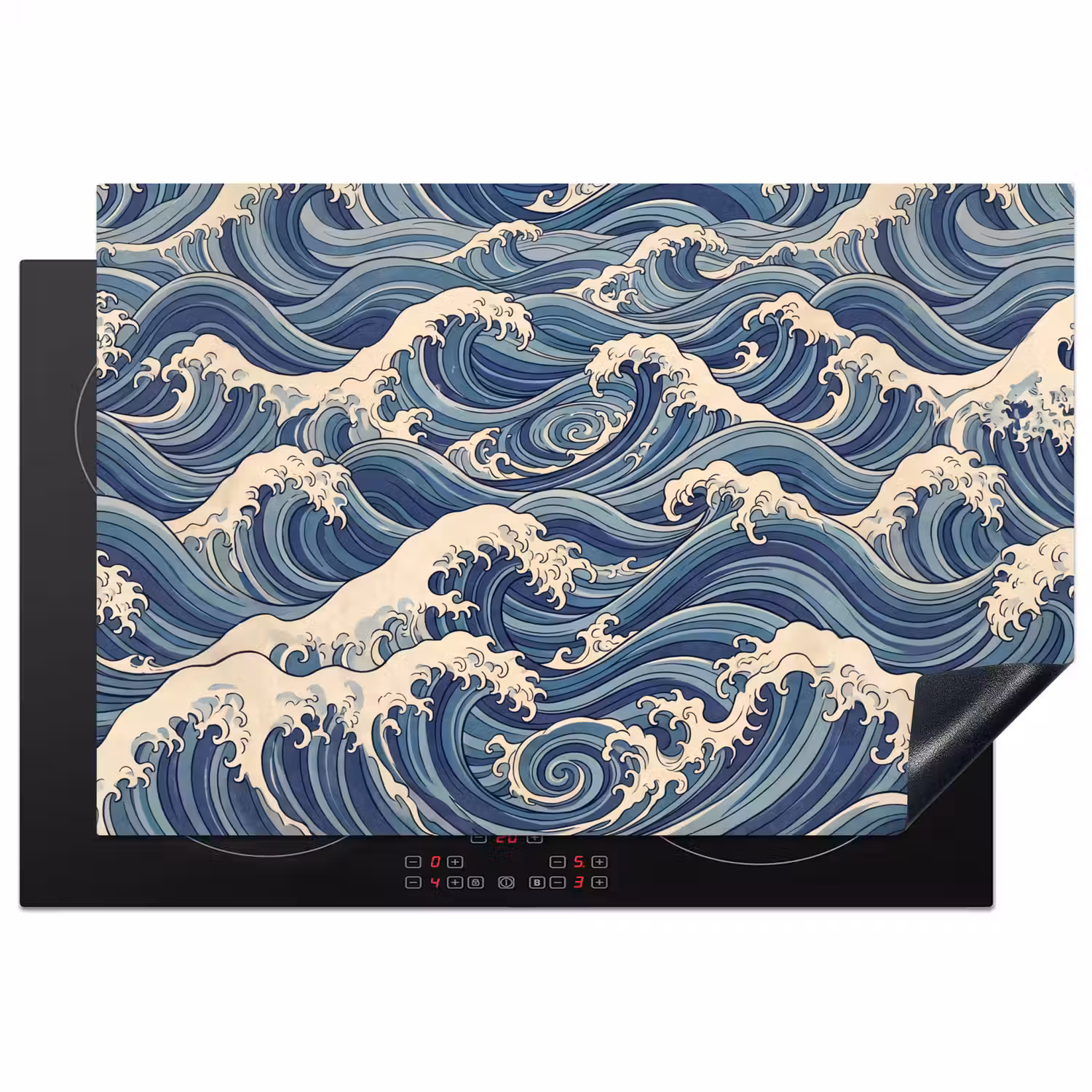 Golven - Zee - Natuur - Abstract - Blauw Inductie beschermer vinyl 3mm klein -3d