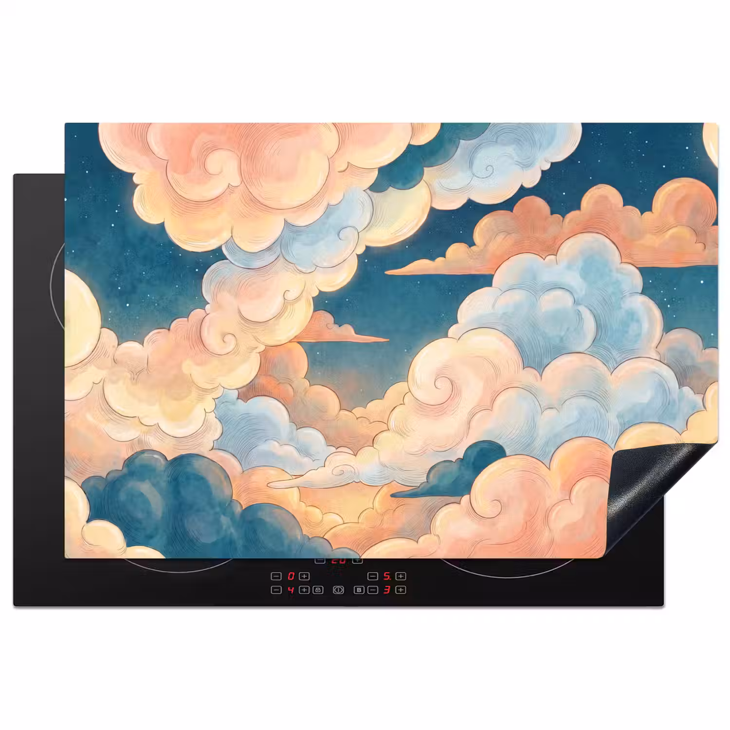 Wolk - Lucht - Natuur - Illustratief - Oranje Inductie beschermer vinyl 3mm klein -3d