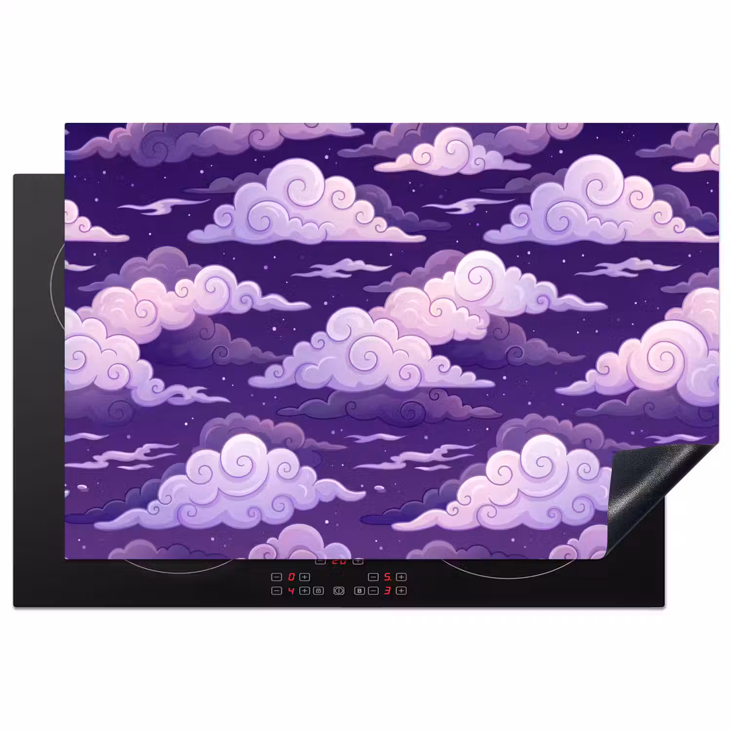Wolken - Nacht - Natuur - Abstract - Paars Inductie beschermer vinyl 3mm klein -3d