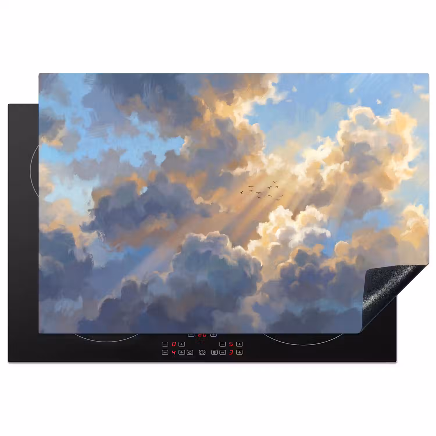 Wolken - Zonnestralen - Natuur - Abstract - Blauw Inductie beschermer vinyl 3mm klein -3d