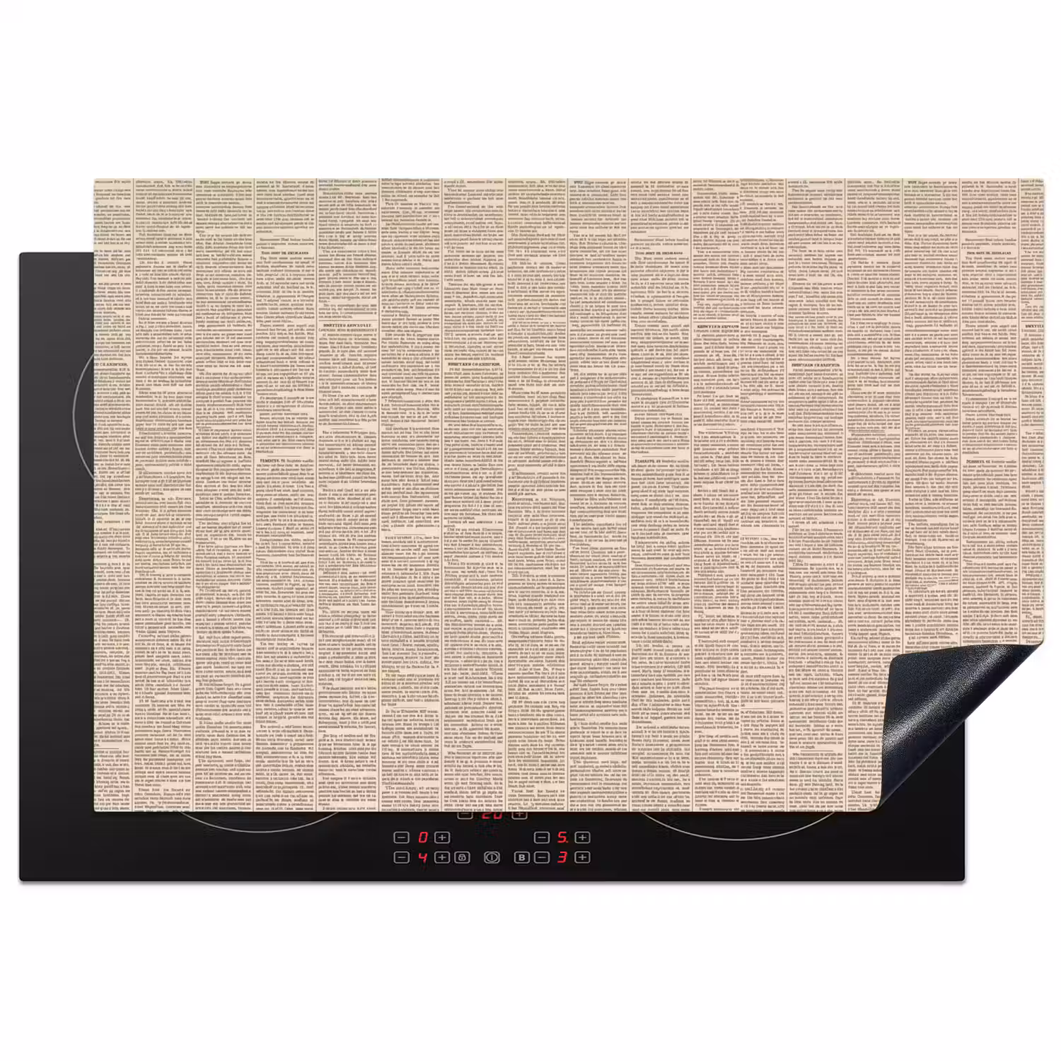 Krant - Nieuws - Historisch - Vintage - Beige Inductie beschermer vinyl 3mm klein -3d