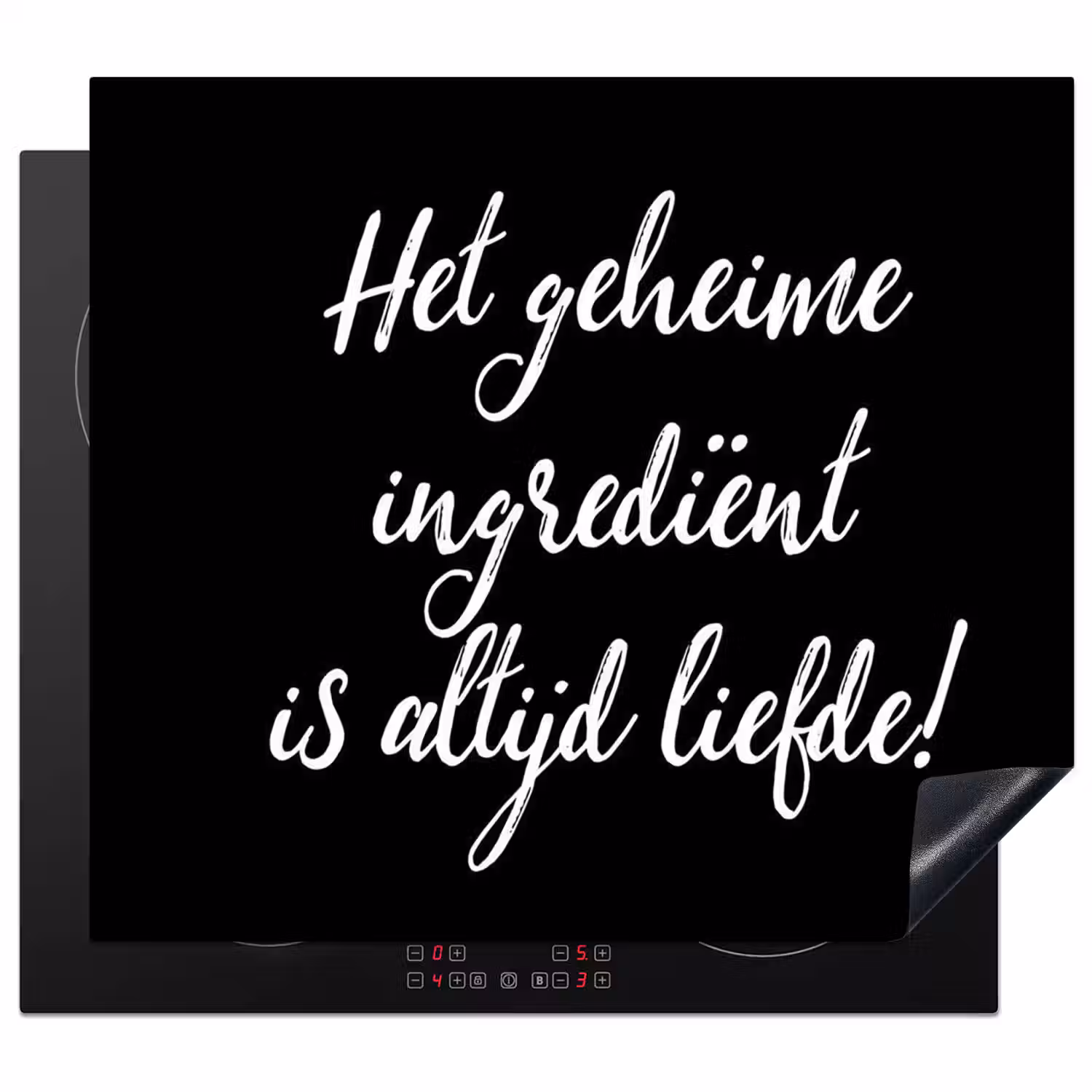 Quotes - Koken - Het geheime ingrediënt is altijd liefde! - Spreuken - Liefde Inductie beschermer vinyl 3mm middel -3d