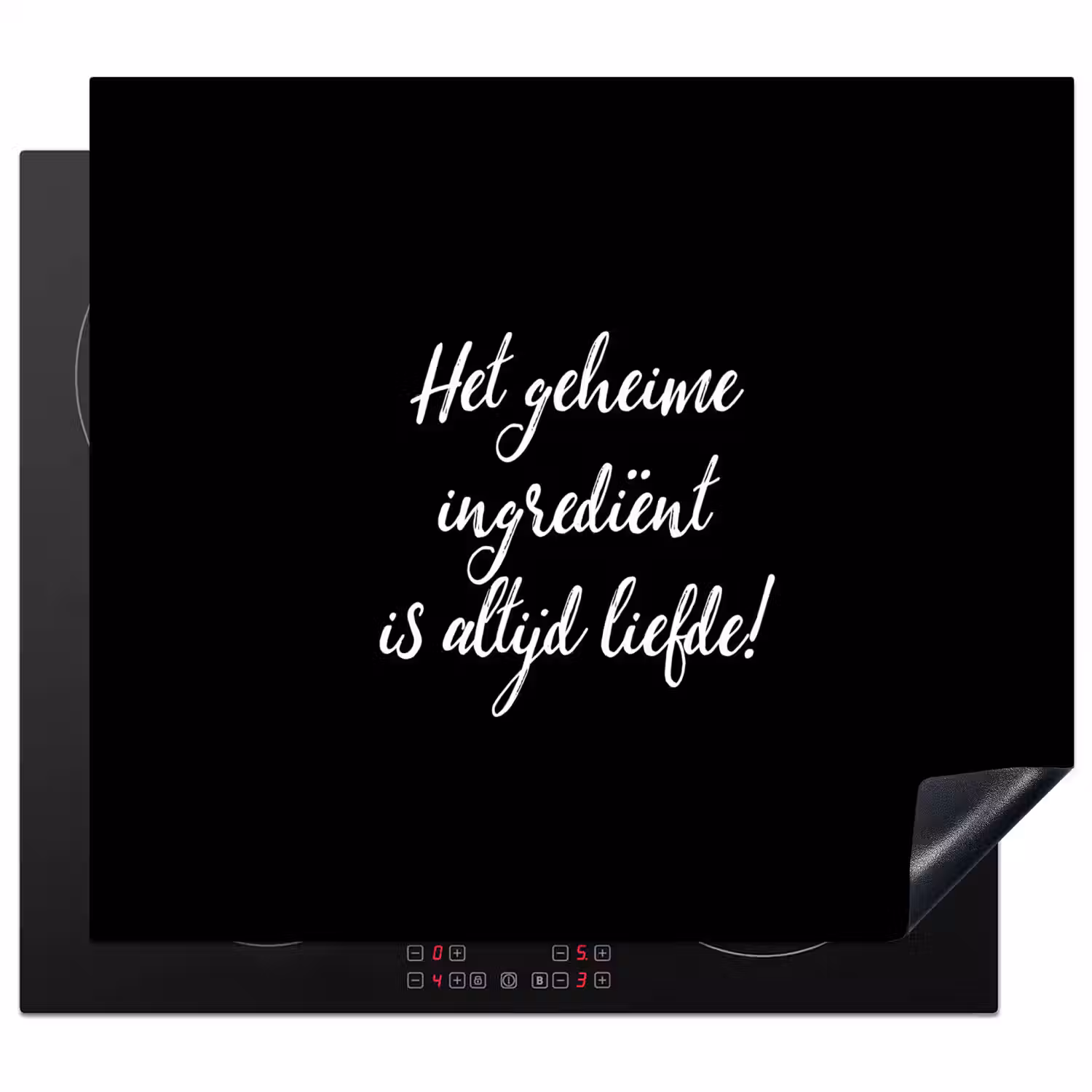 Quotes - Koken - Het geheime ingrediënt is altijd liefde! - Spreuken - Liefde Inductie beschermer vinyl 3mm middel -3d