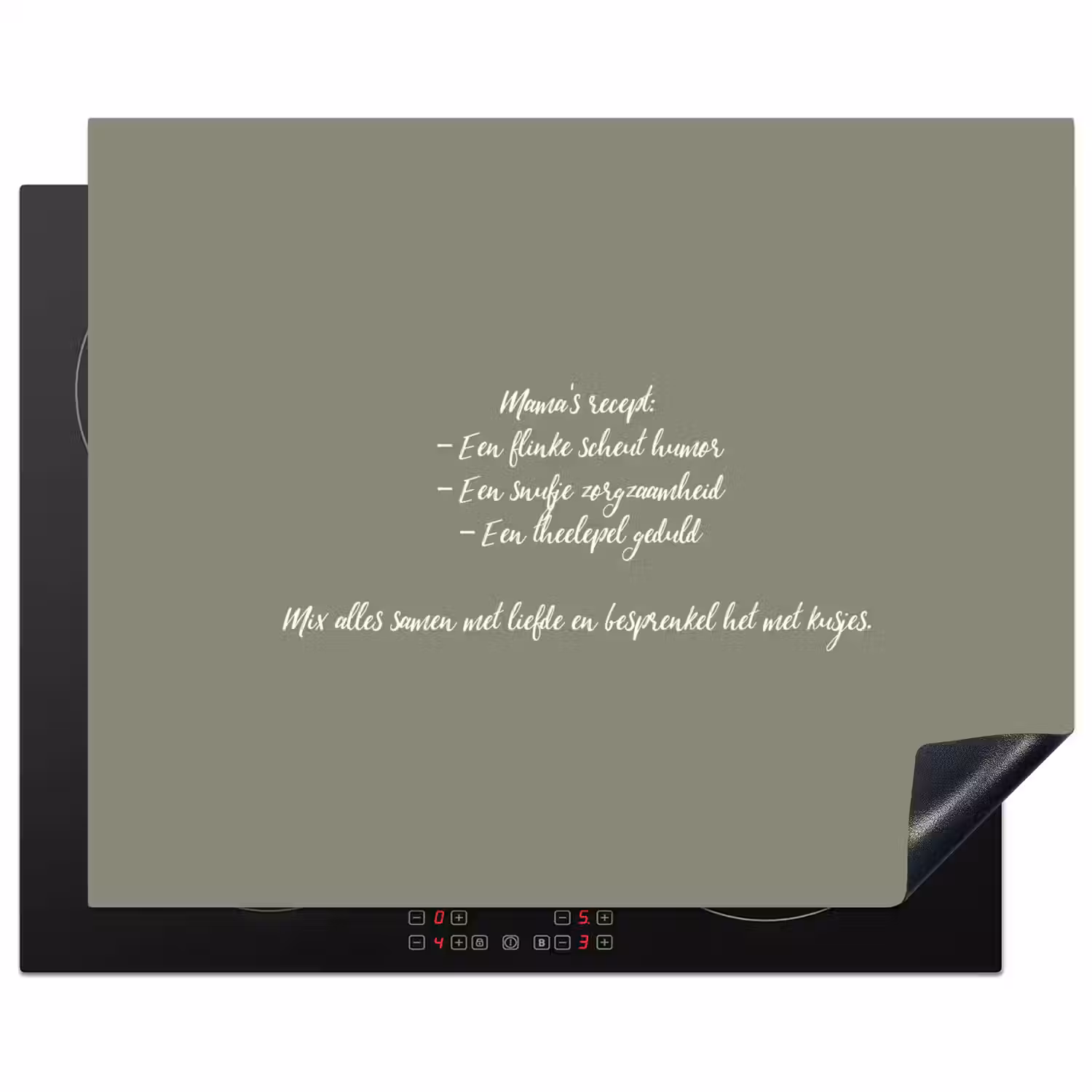 Quotes - Ma - Spreuken - Mama's recept - Koken Inductie beschermer vinyl 3mm groot -3d