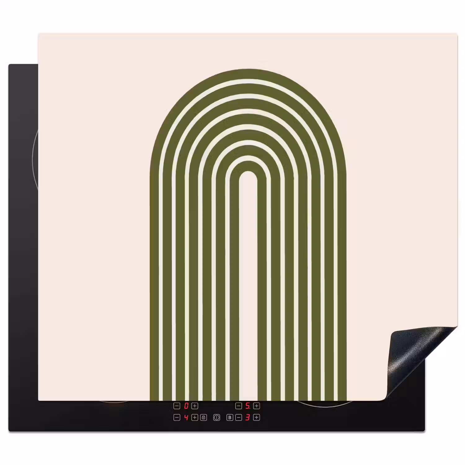 Abstract - Bogen - Modern - Groen - Kunst Inductie beschermer vinyl 3mm middel -3d