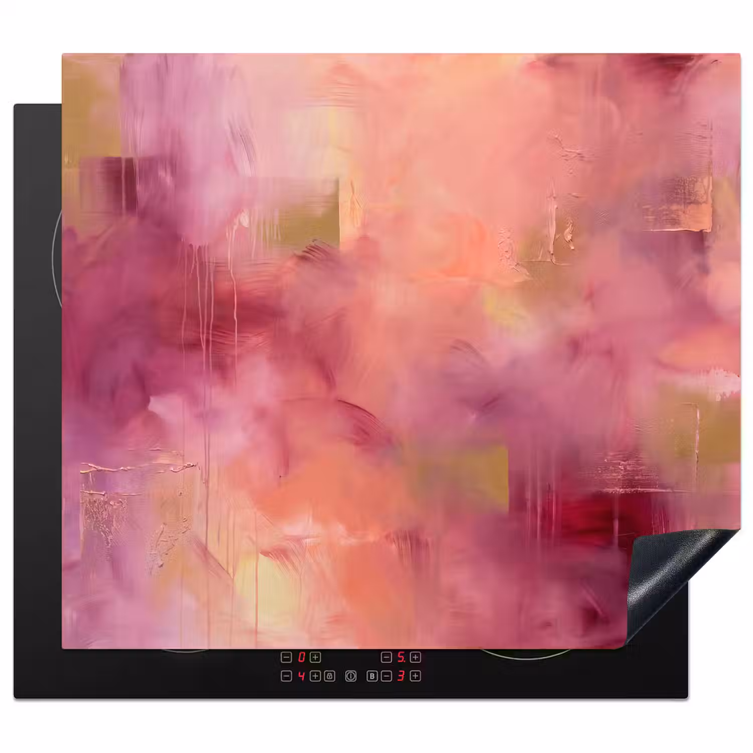 Abstract - Kleuren - Modern - Roze - Paars Inductie beschermer vinyl 3mm middel -3d