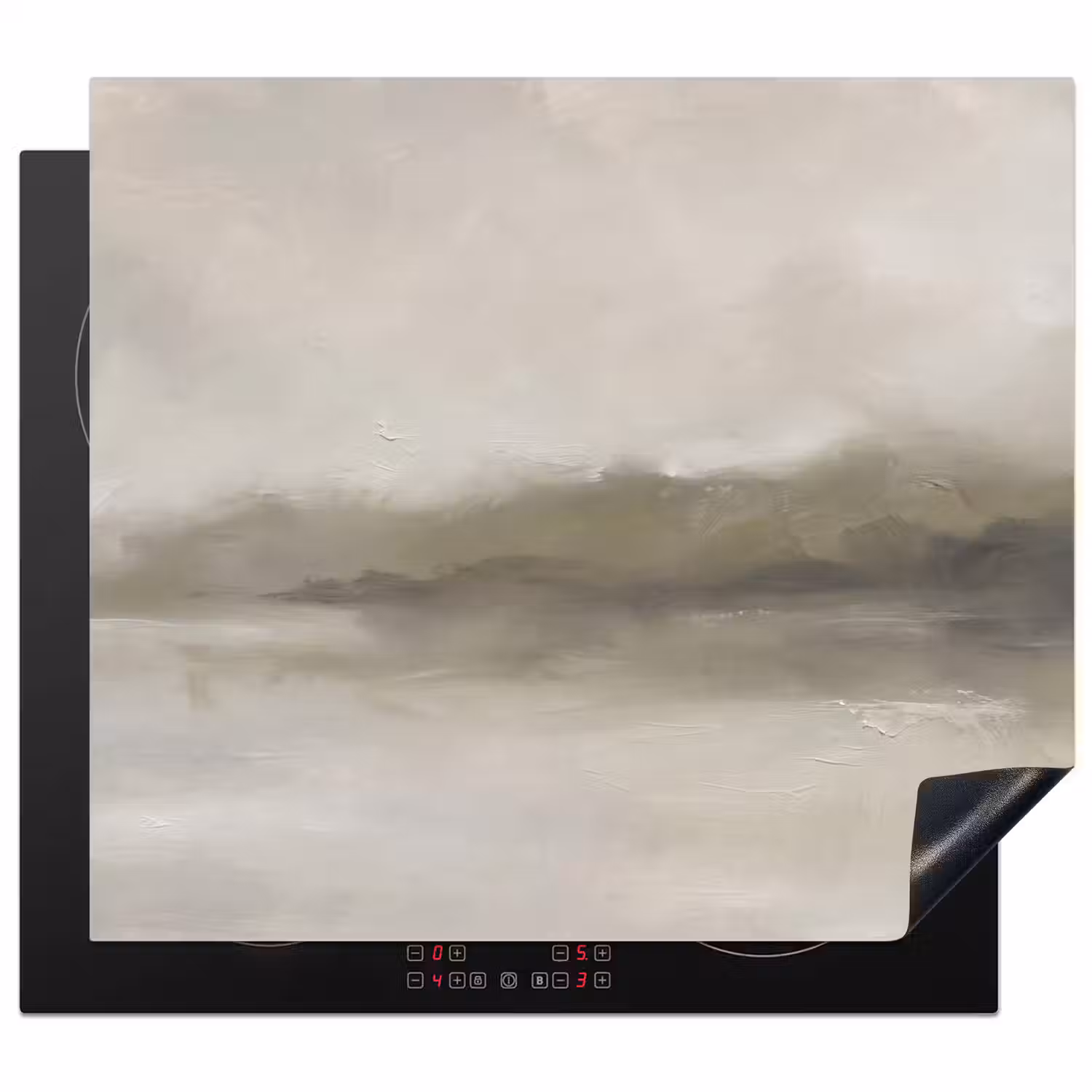 Abstract - Landschap - Nevel - Modern - Grijs Inductie beschermer vinyl 3mm middel -3d