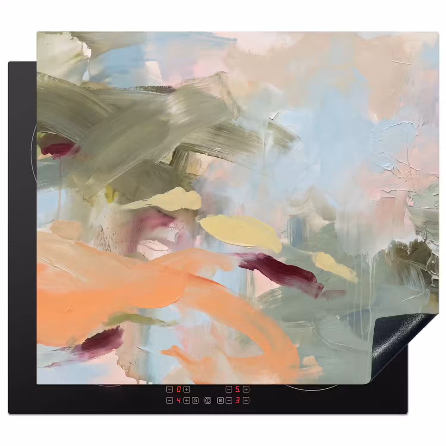 Abstract - Borstelstreken - Kunst - Modern - Pastel Inductie beschermer vinyl 3mm middel -3d