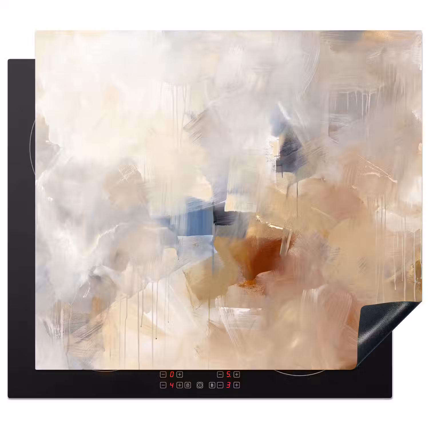 Abstract - Borstelstreken - Modern - Beige - Kunst Inductie beschermer vinyl 3mm middel -3d