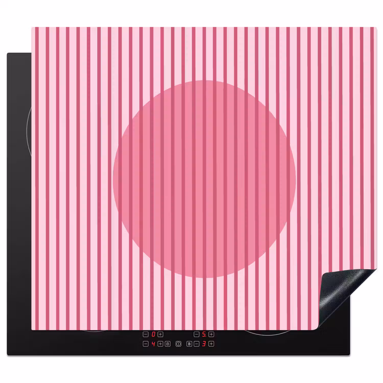 Abstract - Strepen - Ovaal - Roze - Modern Inductie beschermer vinyl 3mm middel -3d
