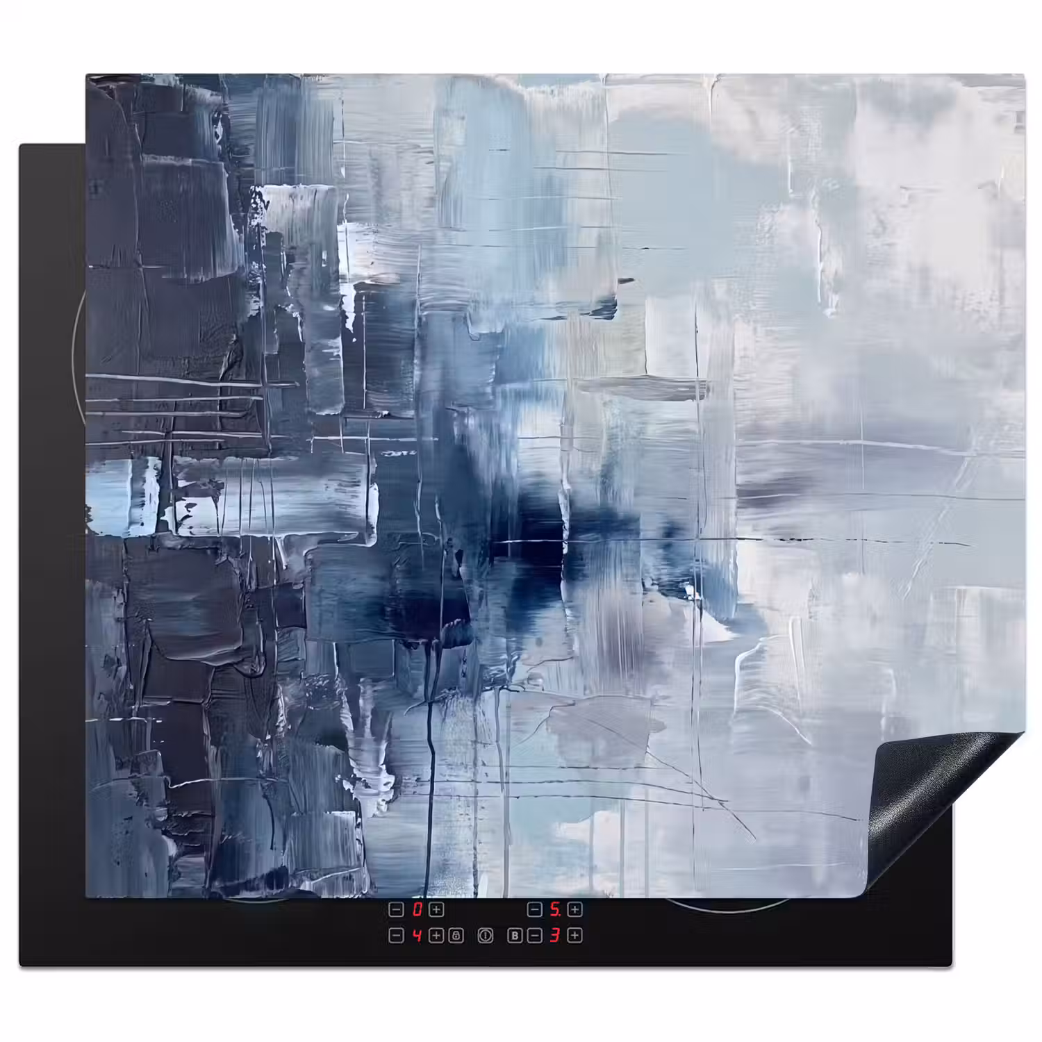 Abstract - Textuur - Kunst - Modern - Blauw Inductie beschermer vinyl 3mm middel -3d