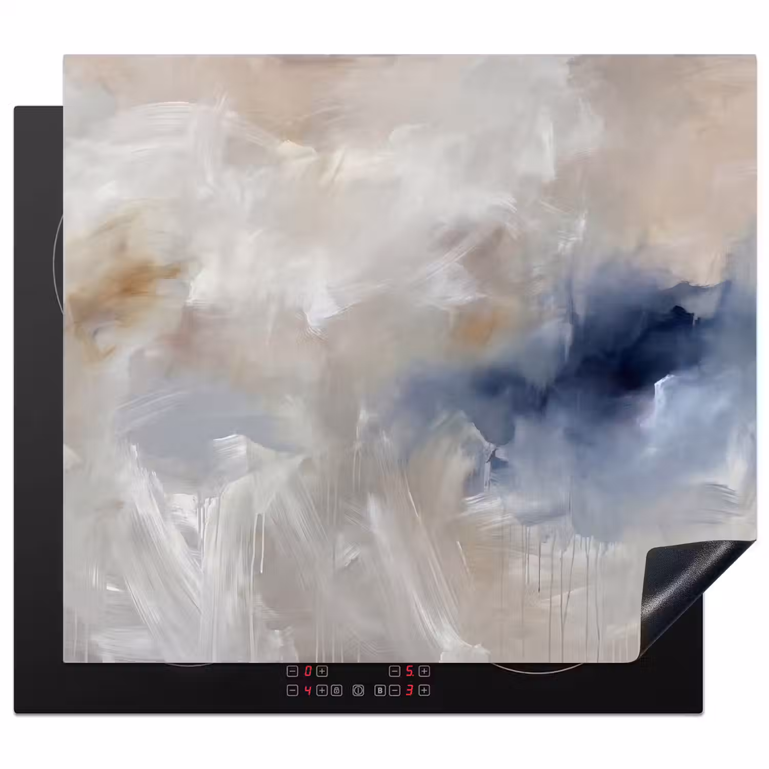 Abstract - Wolken - Sfeer - Modern - Beige Inductie beschermer vinyl 3mm middel -3d
