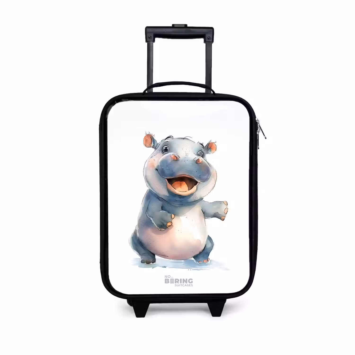 Baby nijlpaard Kinderkoffer - Zwart klein -3d
