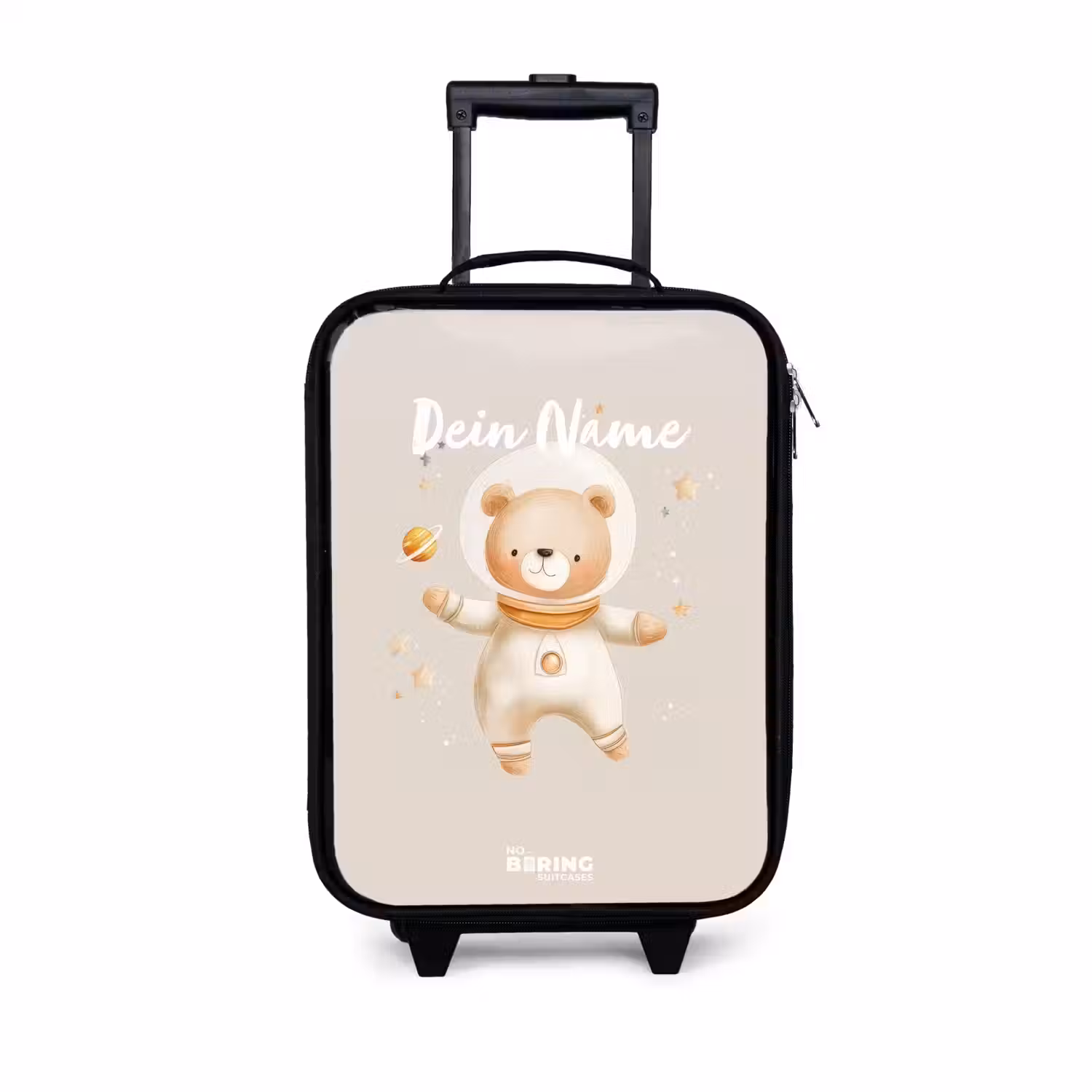 Beige ruimtebeer zweeft tussen sterren Kinderkoffer - Zwart klein -3d