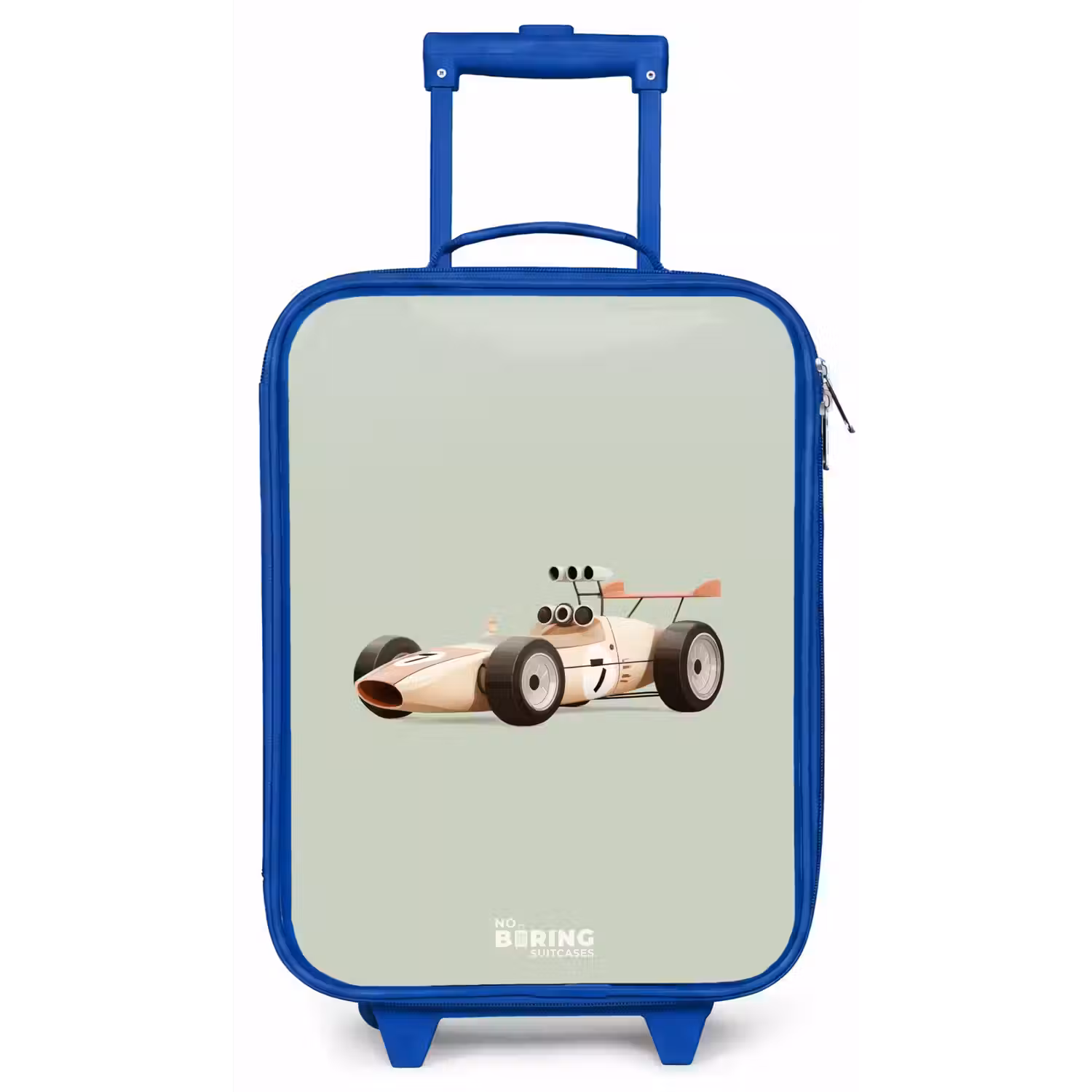 Beige retro raceauto op groen achtergrond Kinderkoffer - Blauw klein -zz3dotto